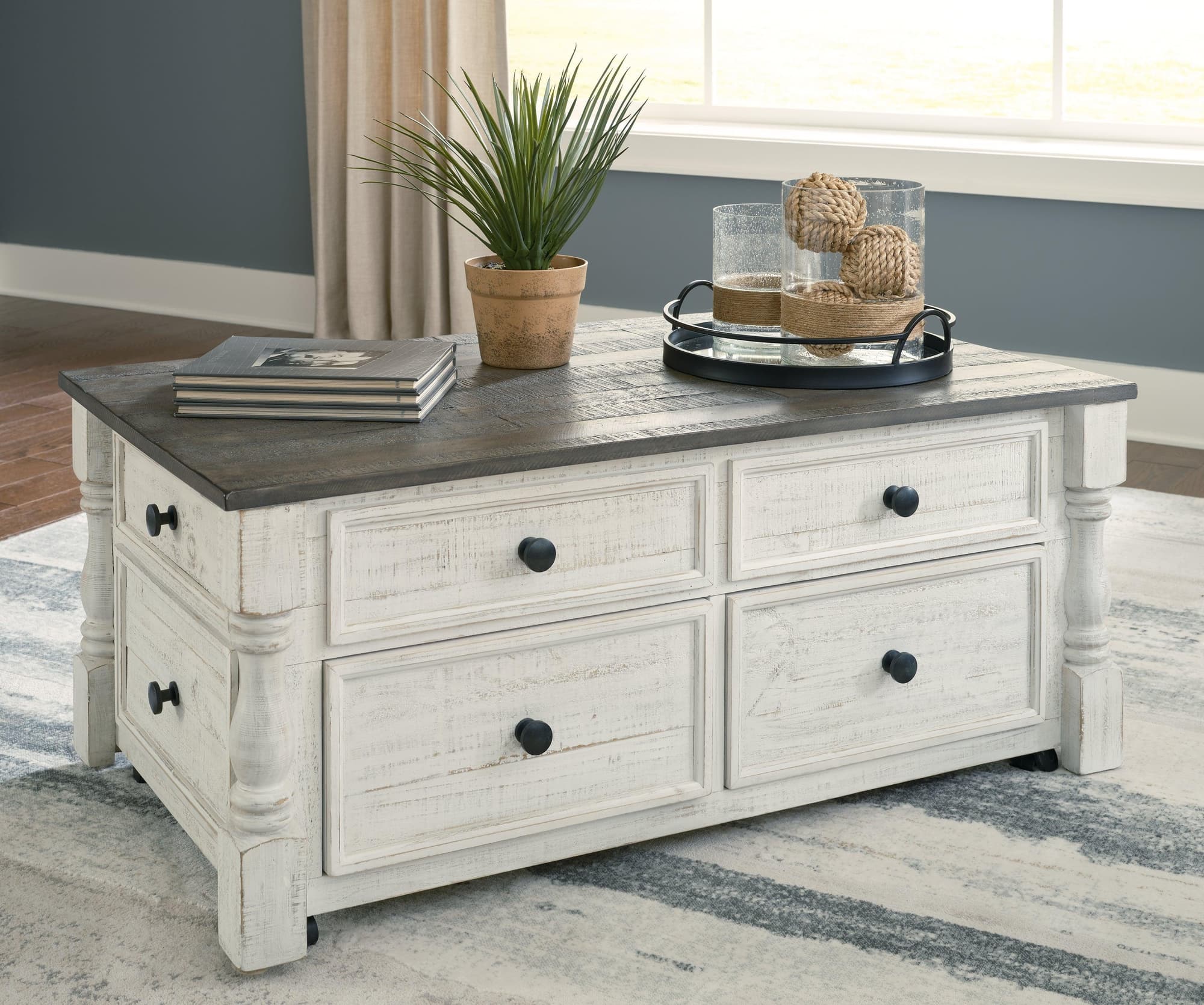 Havalance White Gray Coffee Table With 2 End Tables - Image 1