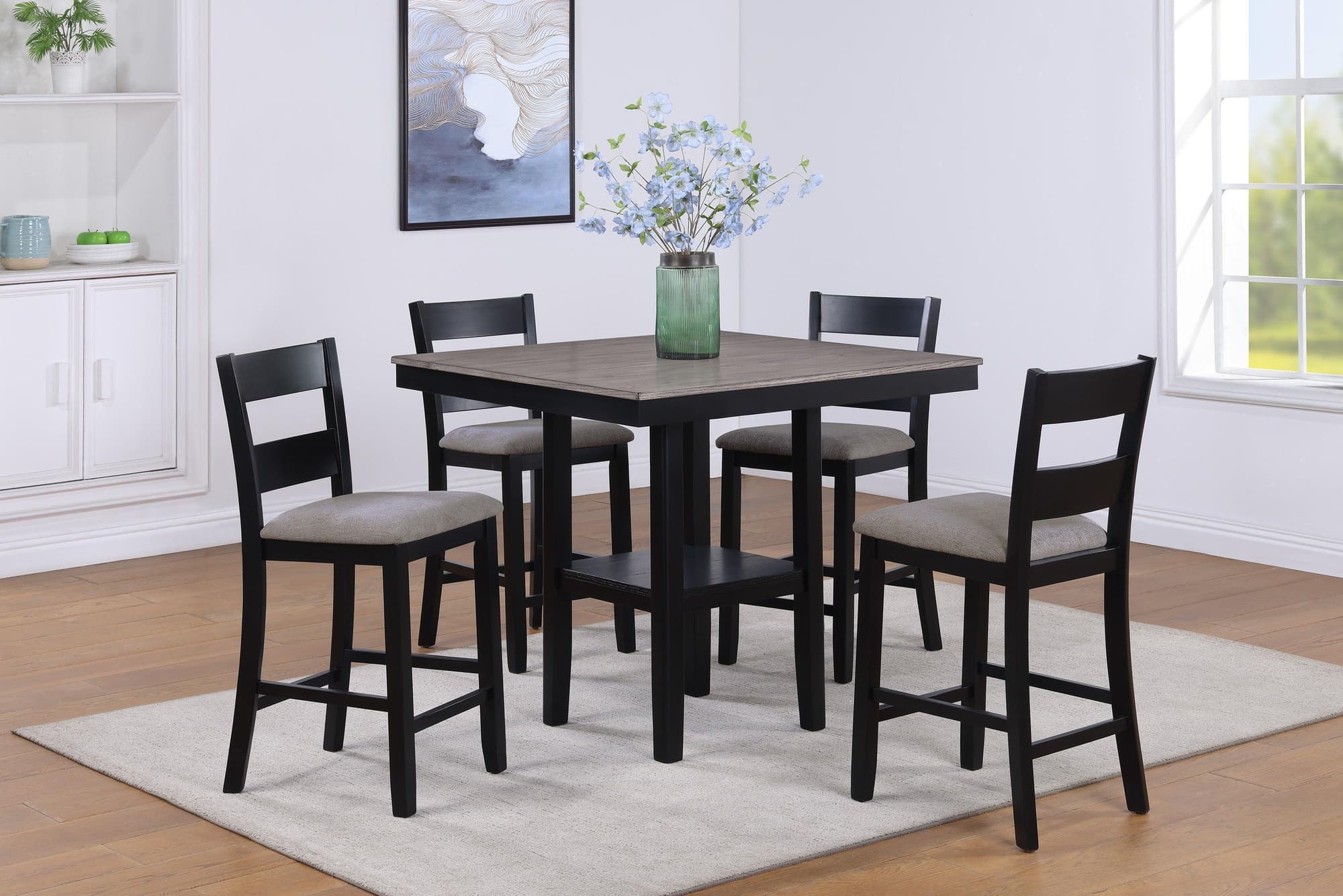 Lester Light Gray Counter Height Set - Image 1
