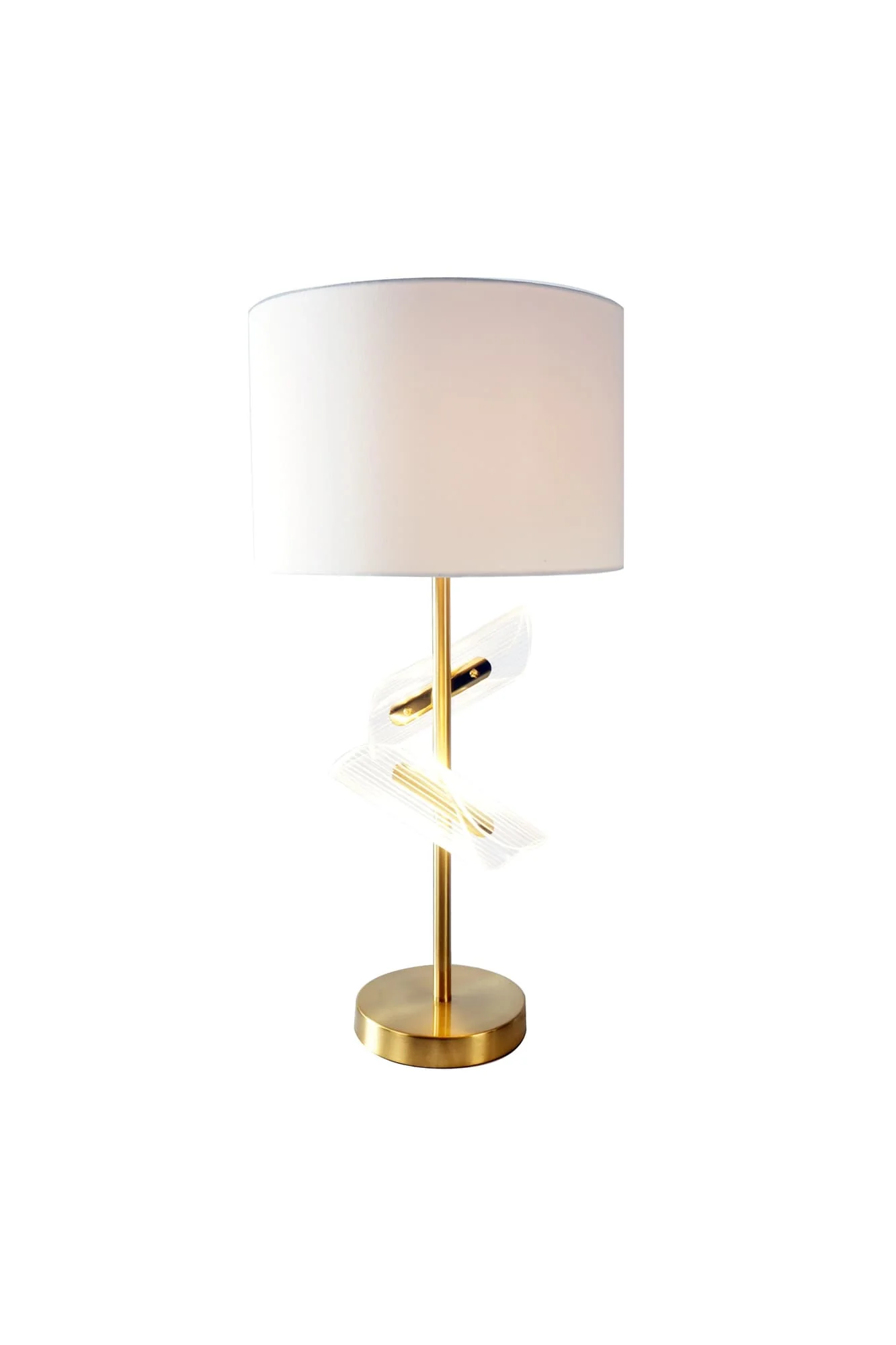 White Gold Textured Ceramic Frame Table Lamp
