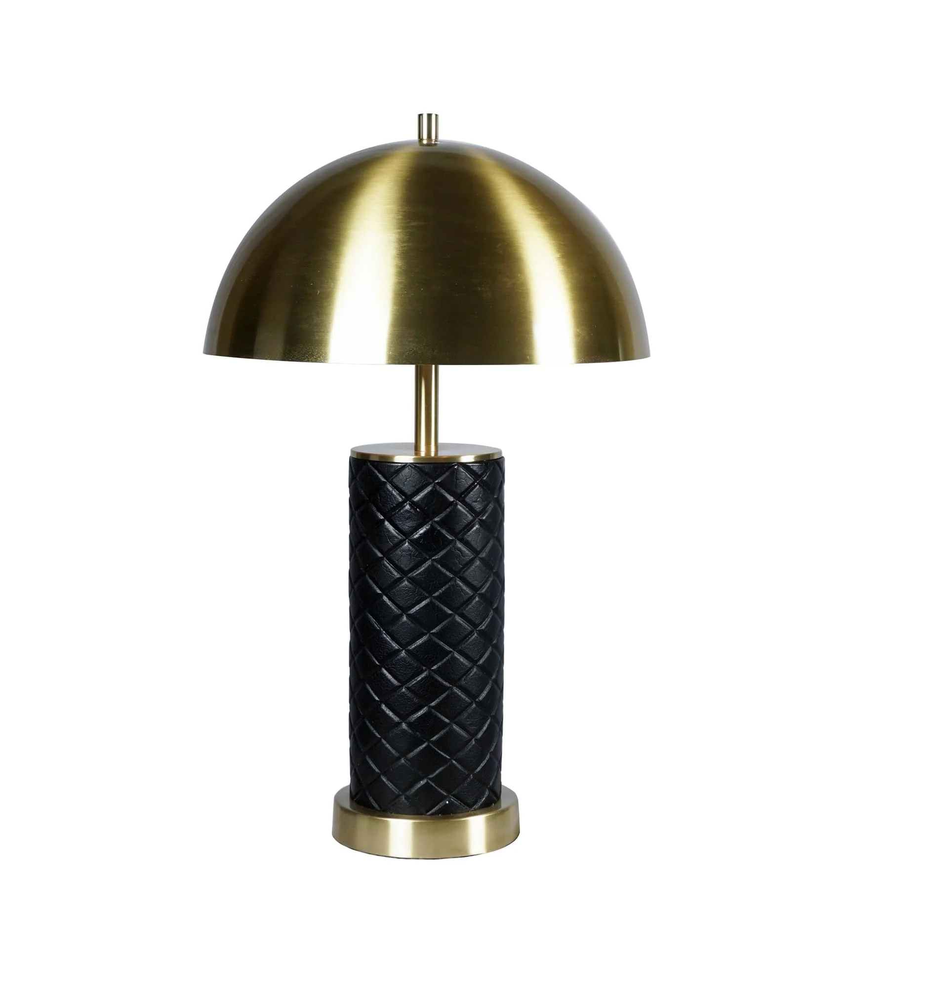 Gold Black Leather Table Lamp
