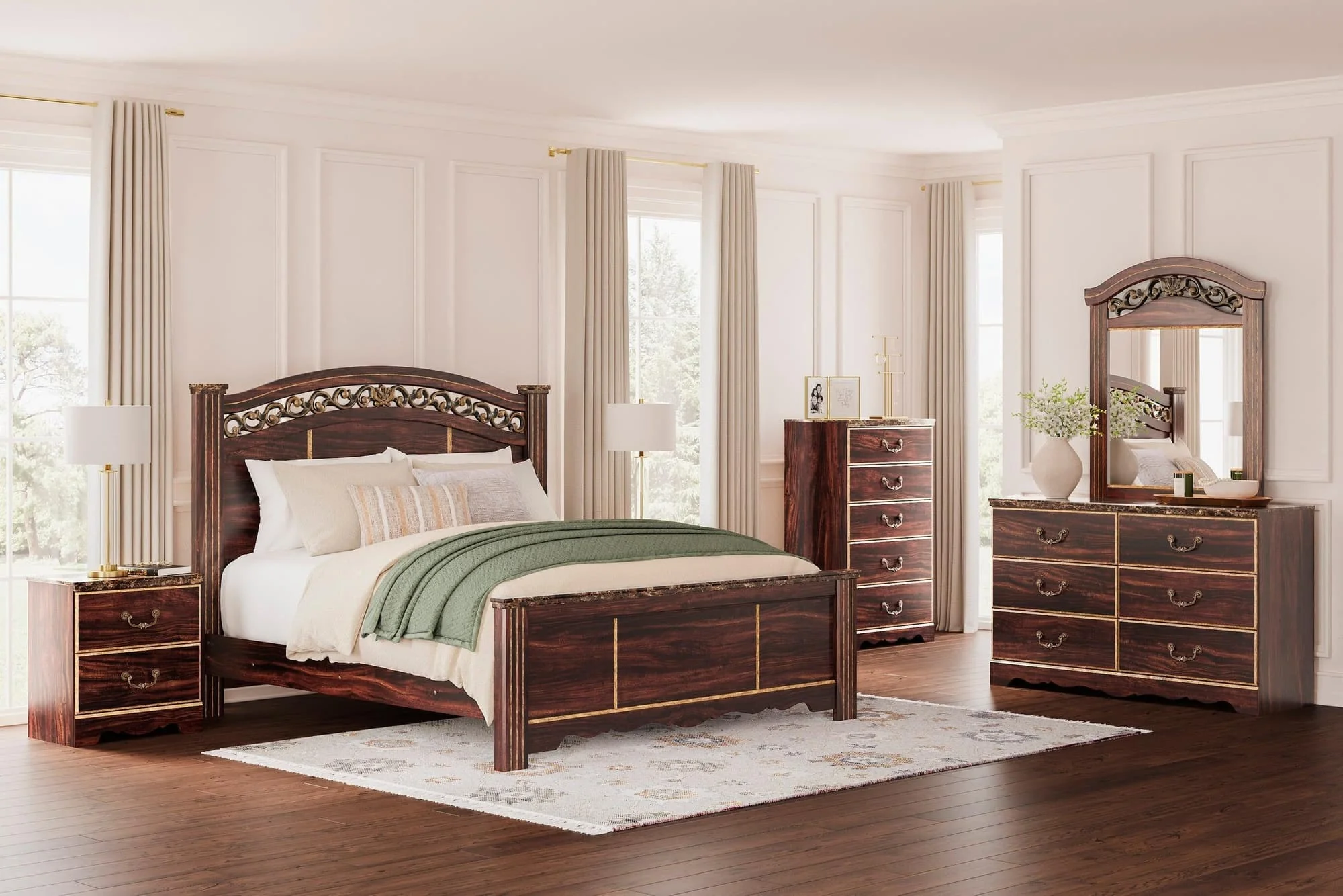 Genry Cherry Panel Bedroom Set - Image 1