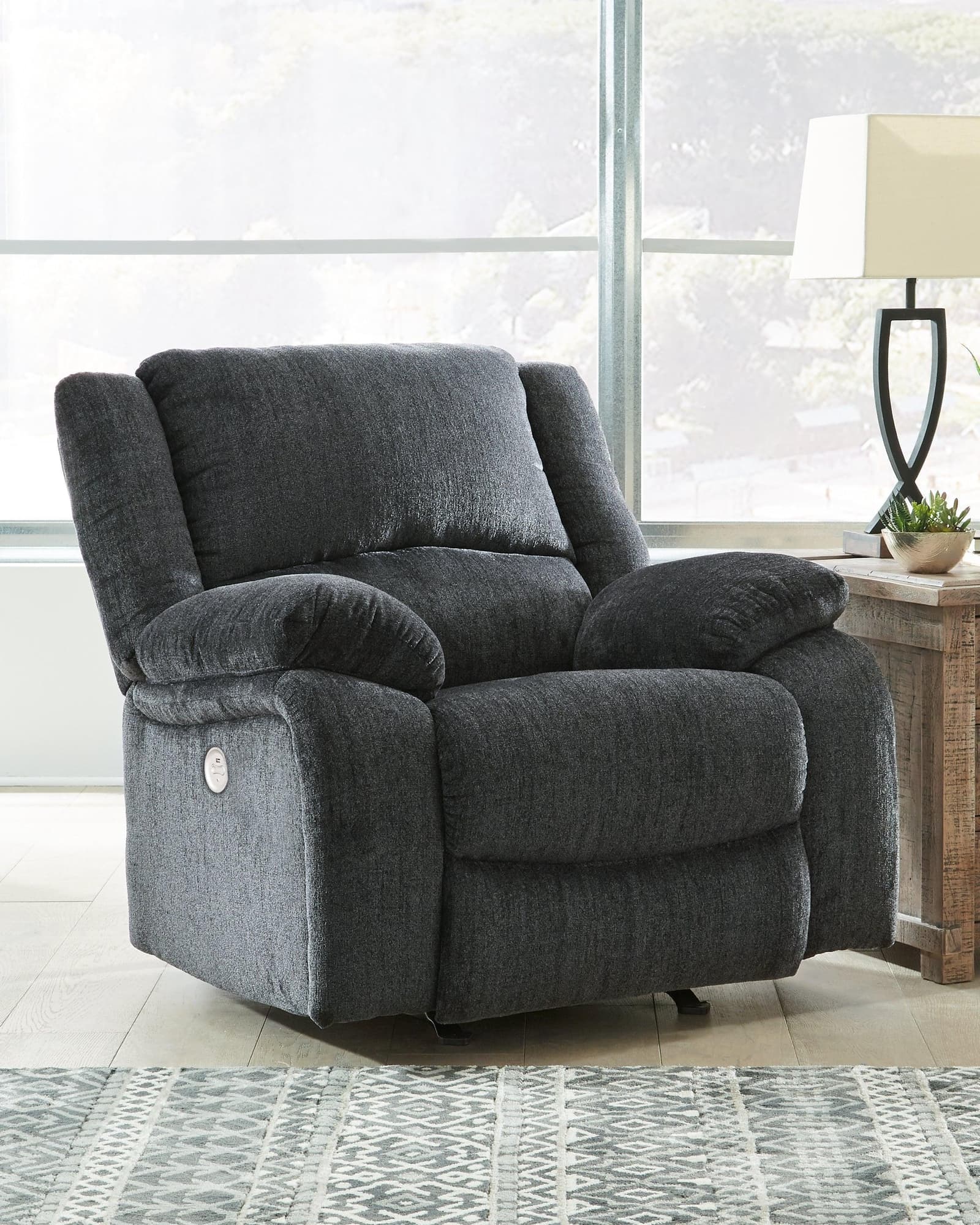 Draycoll Slate Chenille Power Recliner - Image 1