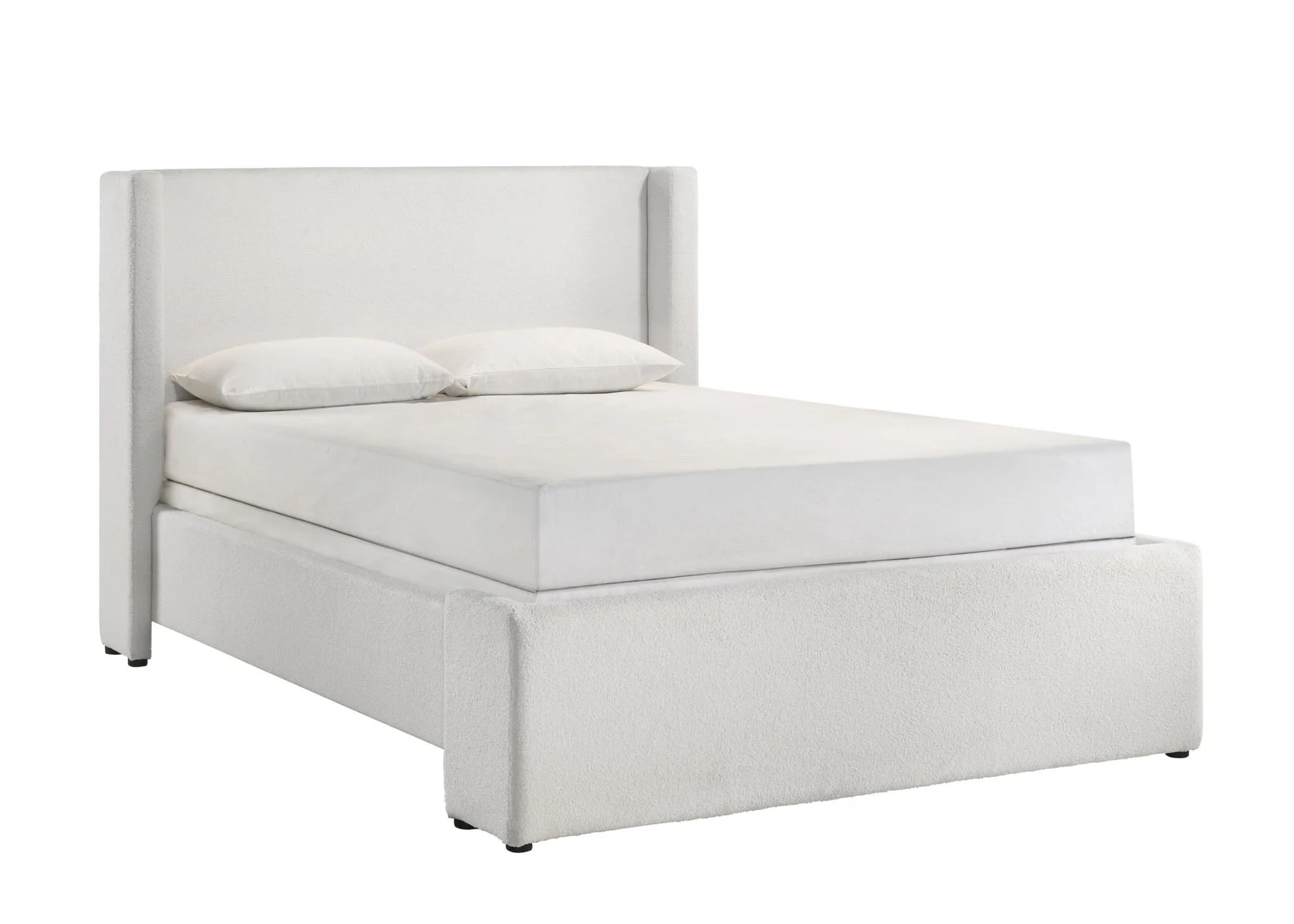 Portia White Velvet Upholstered Platform Queen Bed - Image 1