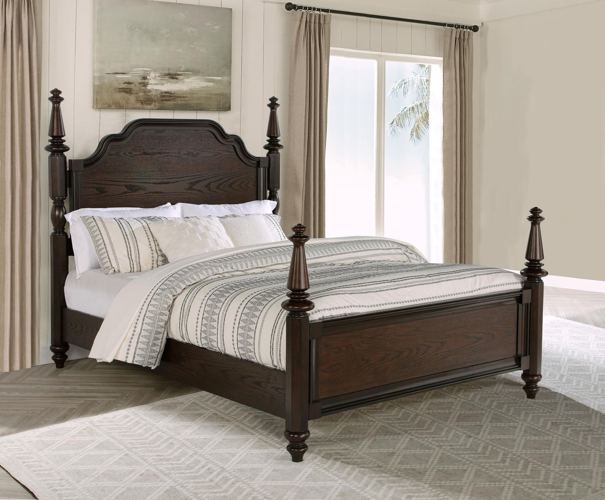 Andover 63-inch Four Poster Eastern King Bed Dark Oak - Image 1