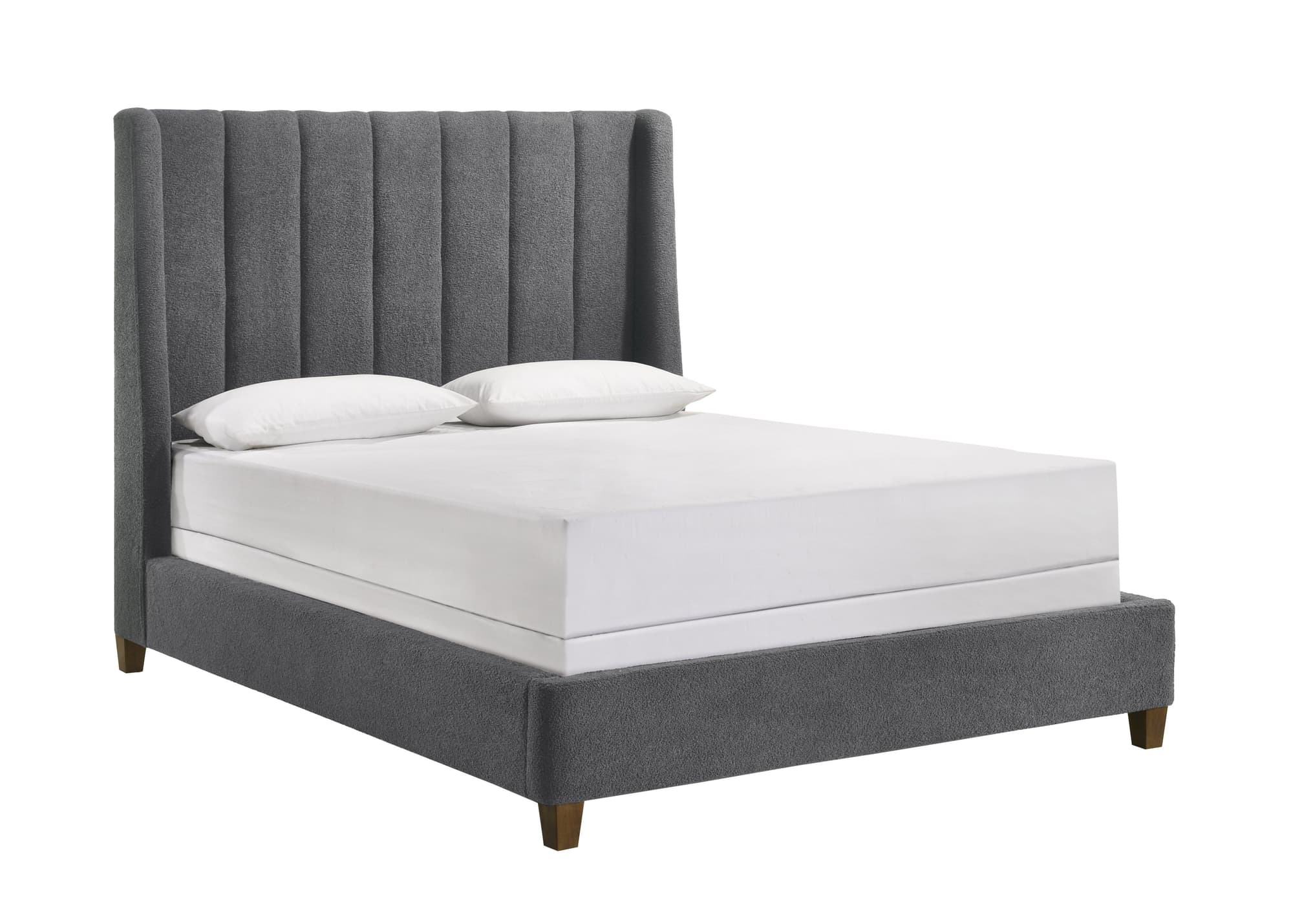 Agnes Charcoal Velvet Upholstered Panel Queen Bed