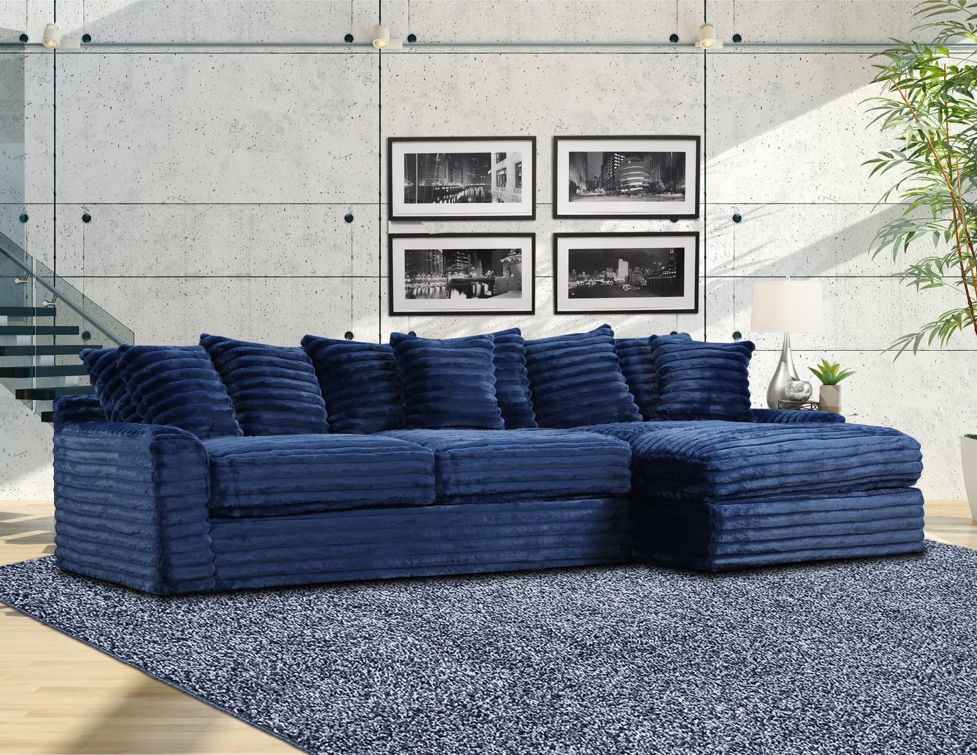 Julia Navy Blue Sectional - Image 1