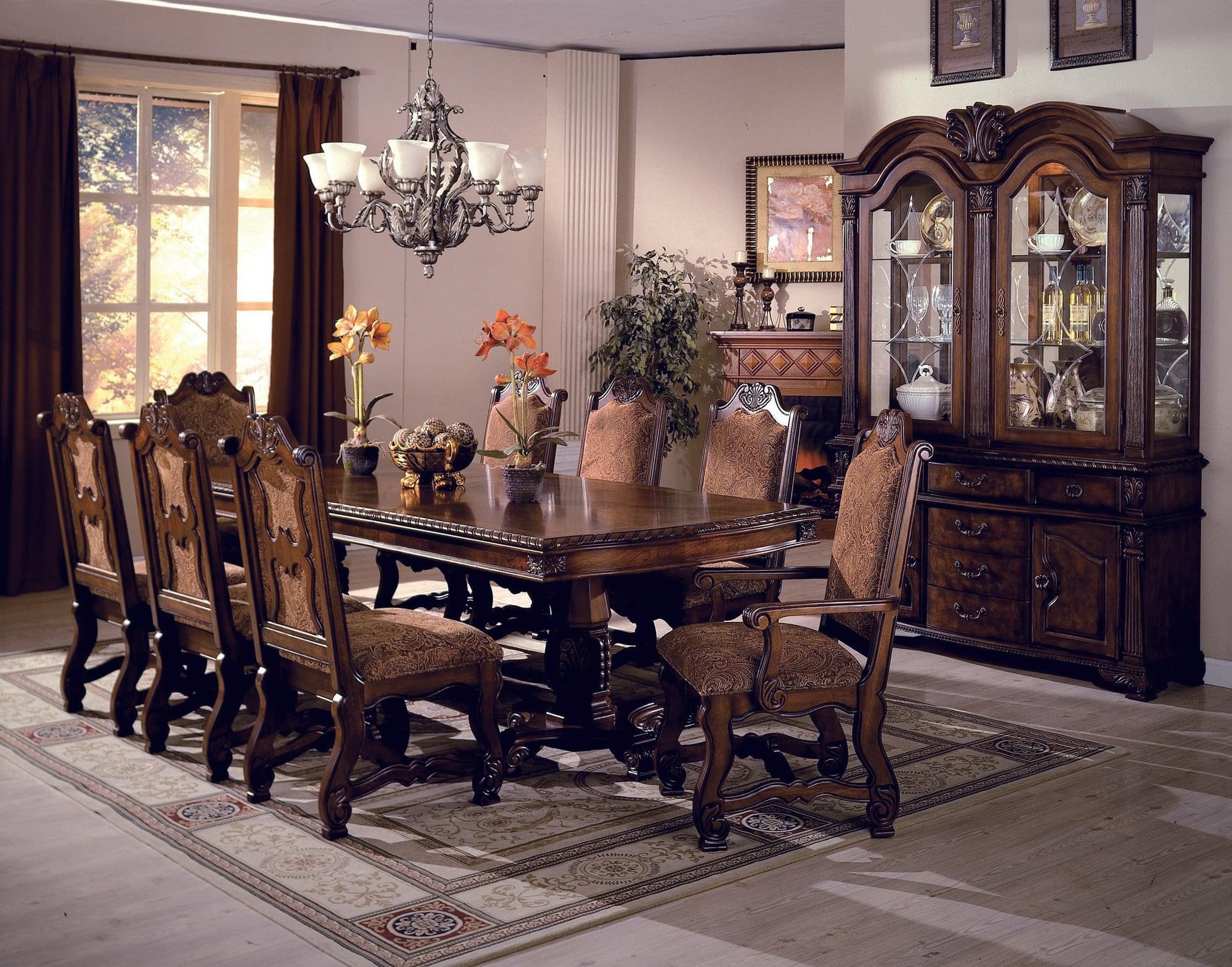 Neo Renaissance Brown Formal Extendable Dining Room Set - Image 1
