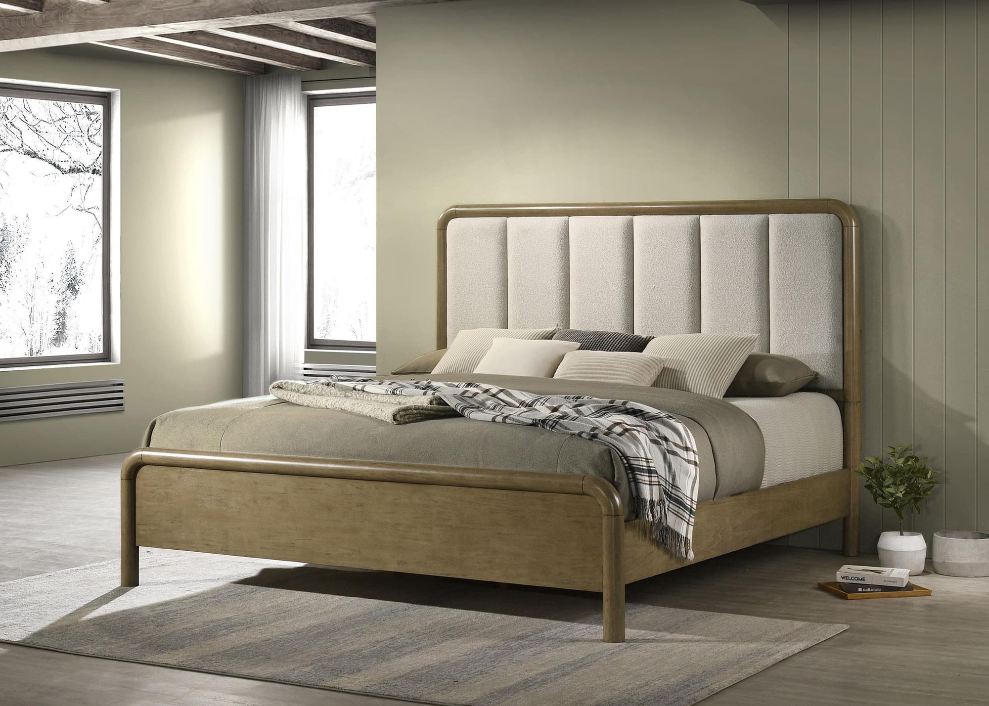 Amsbury 59-inch Upholstered Eastern King Bed Nutmeg - Image 1
