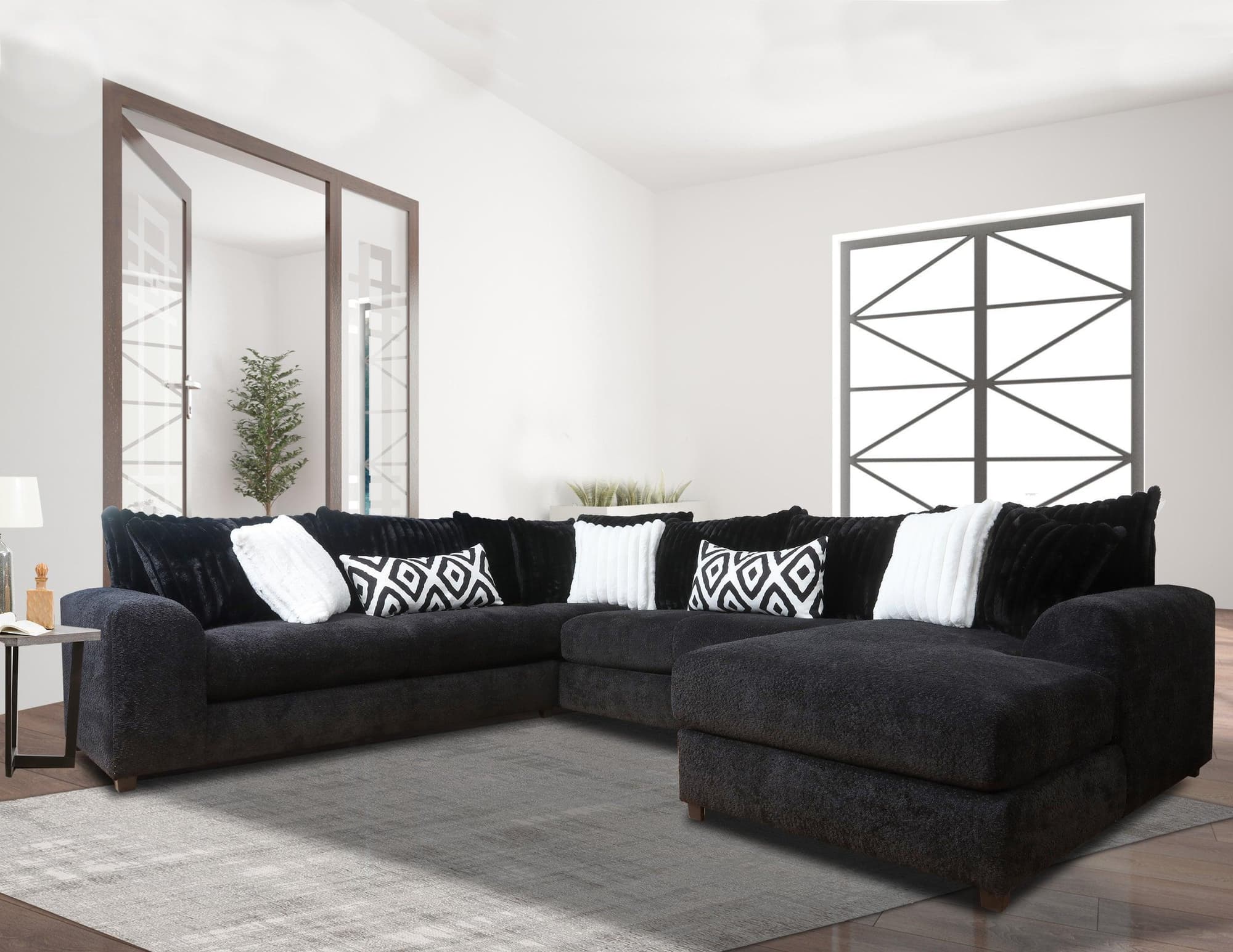 Venus Black Oversized Sectional - Image 1