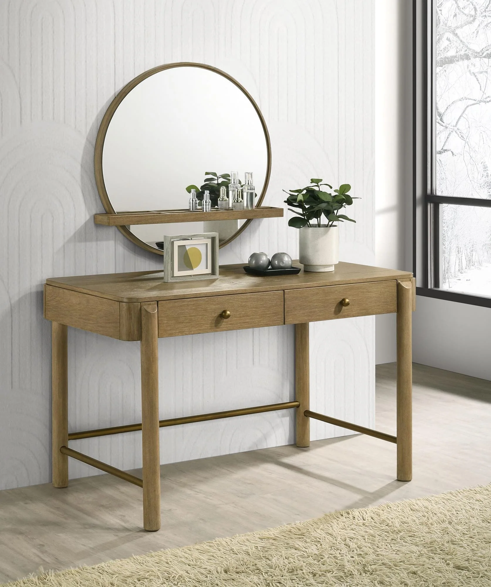 Arini Arini 2-Piece Makeup Vanity Table Mirror Set Sand Wash 224307-SET