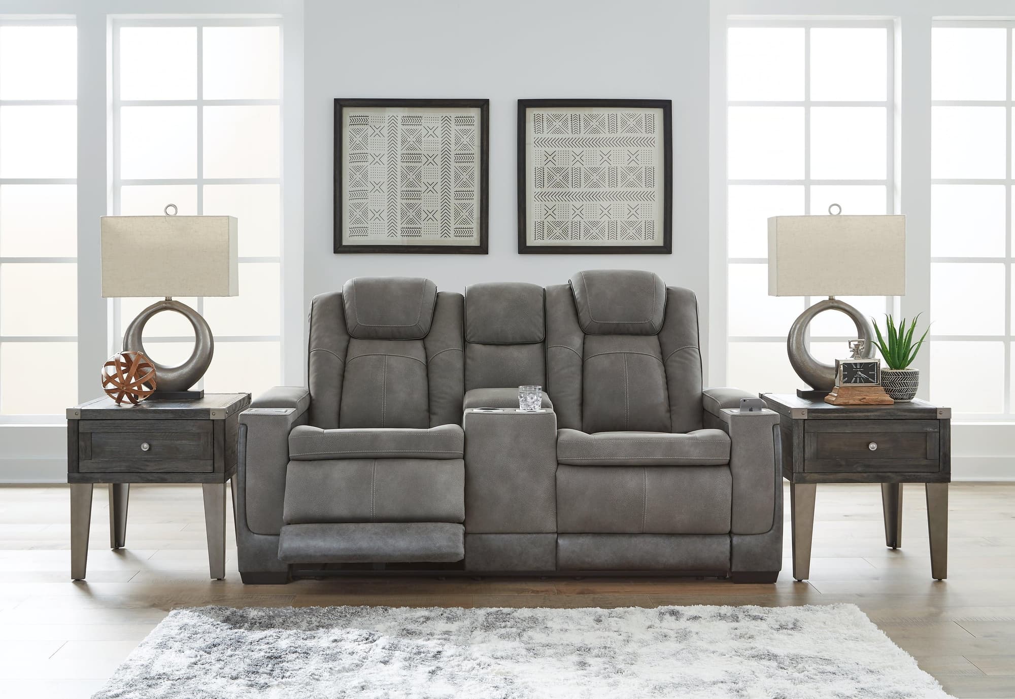 Next-Gen Durapella Slate Faux Leather Power Reclining Loveseat With Console - Image 1