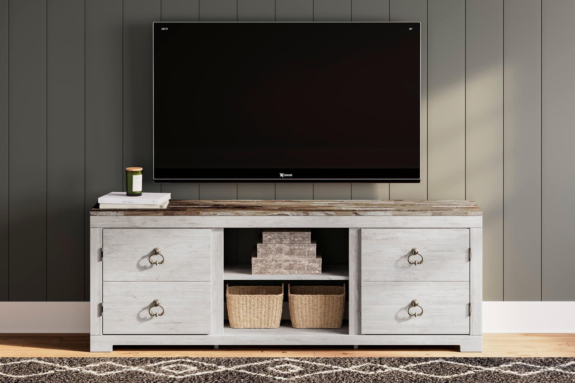 W267-168 TV Stand 72"L or TV Stand w Fireplace - Image 1