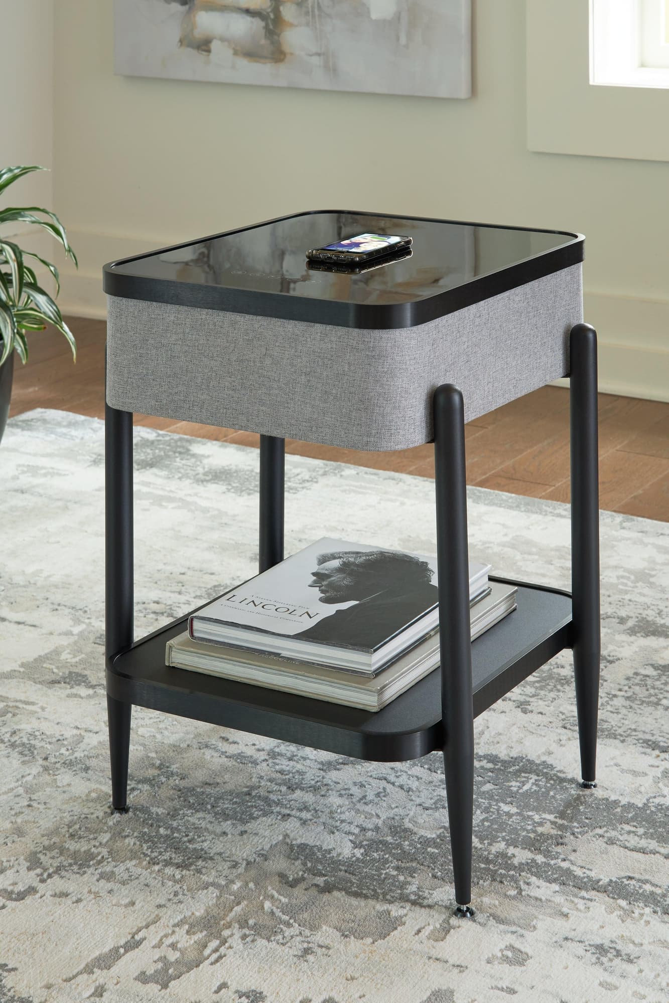 Jorvalee Gray Black Accent Table