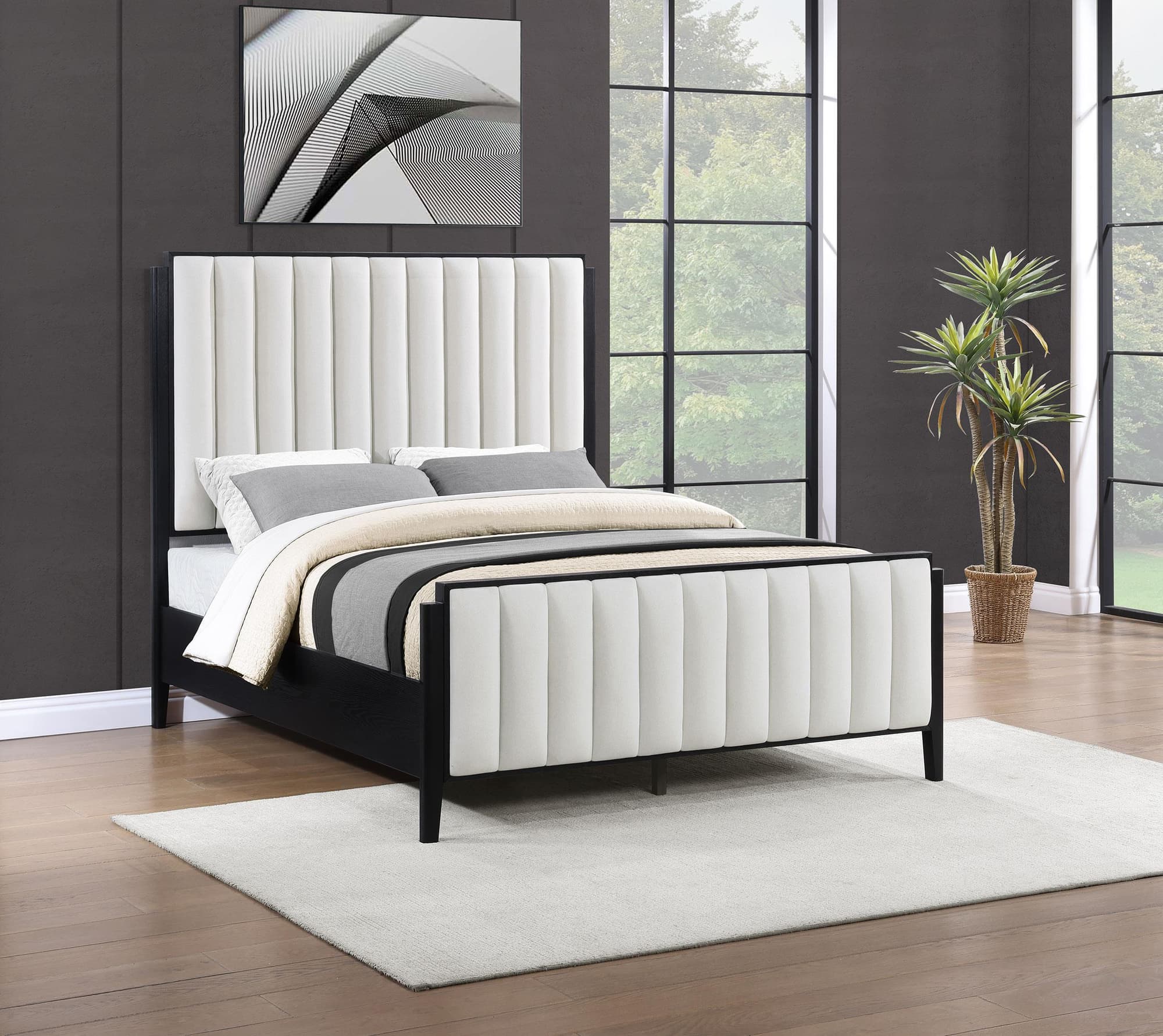 Brookmead 60-inch Upholstered King Bed Black 224710KE - Image 1