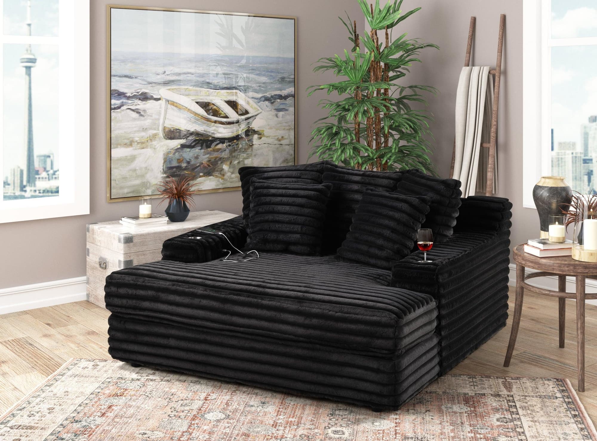 Happy Black Chaise Lounge - Image 1