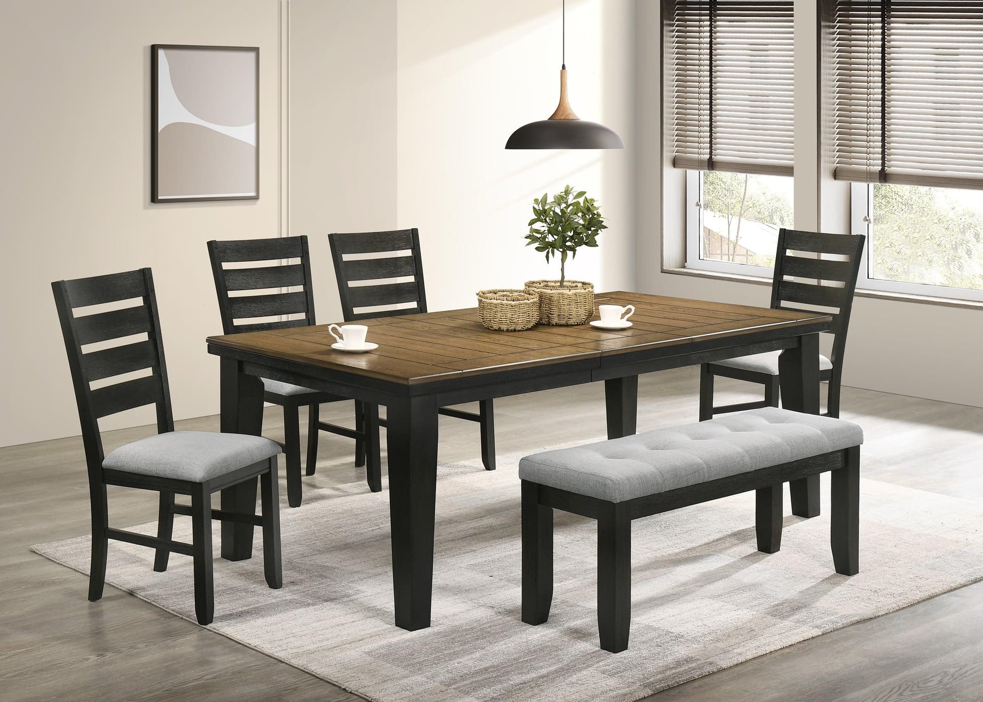 Bardstown Wheat Charcoal Fabric Upholstered Tufted Dining Room Set - Image 1