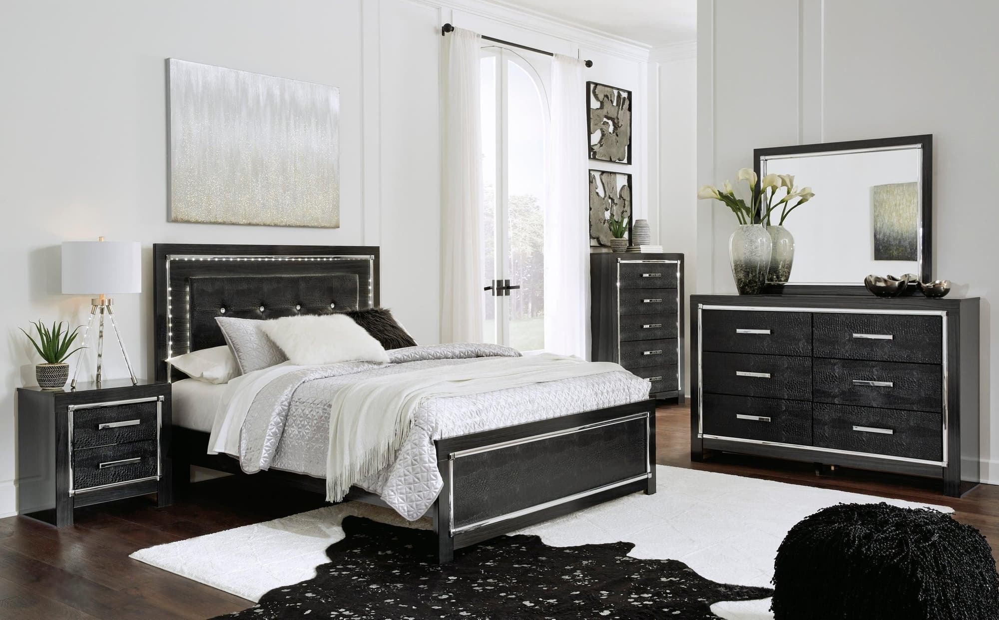 Kaydell Black Upholstered Storage Panel Bedroom Set - Image 1