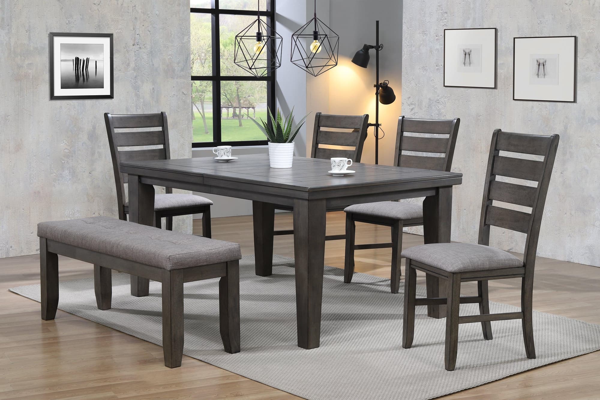 Bardstown Gray Fabric Rectangular Dining Room Set - Image 1