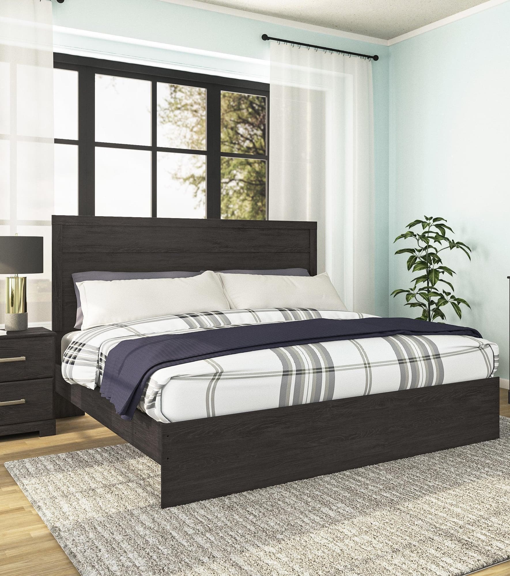 Belachime Black Panel Queen Bed - Image 1