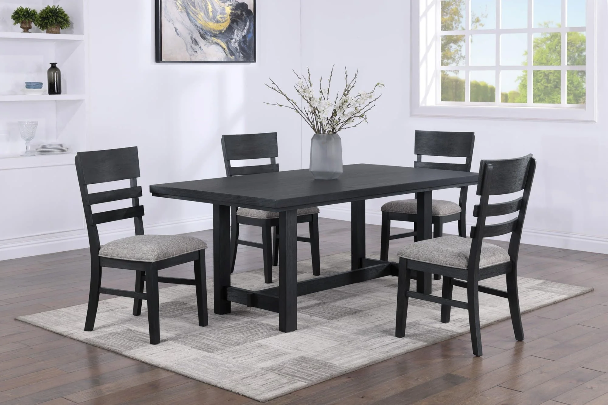 Guthrie Black Gray Fabric Upholstered Dining Room Set - Image 1