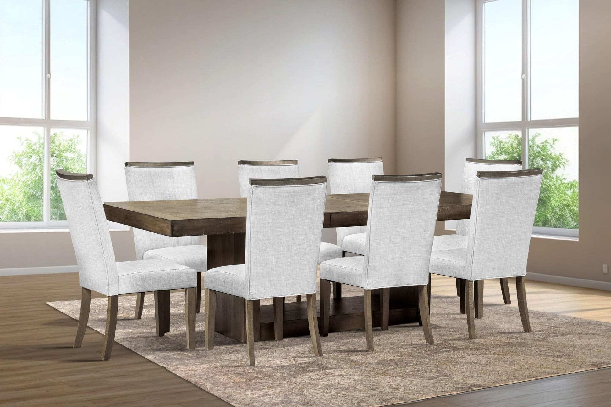 Dolores Brown White Rectangular Dining Room Set - Image 1