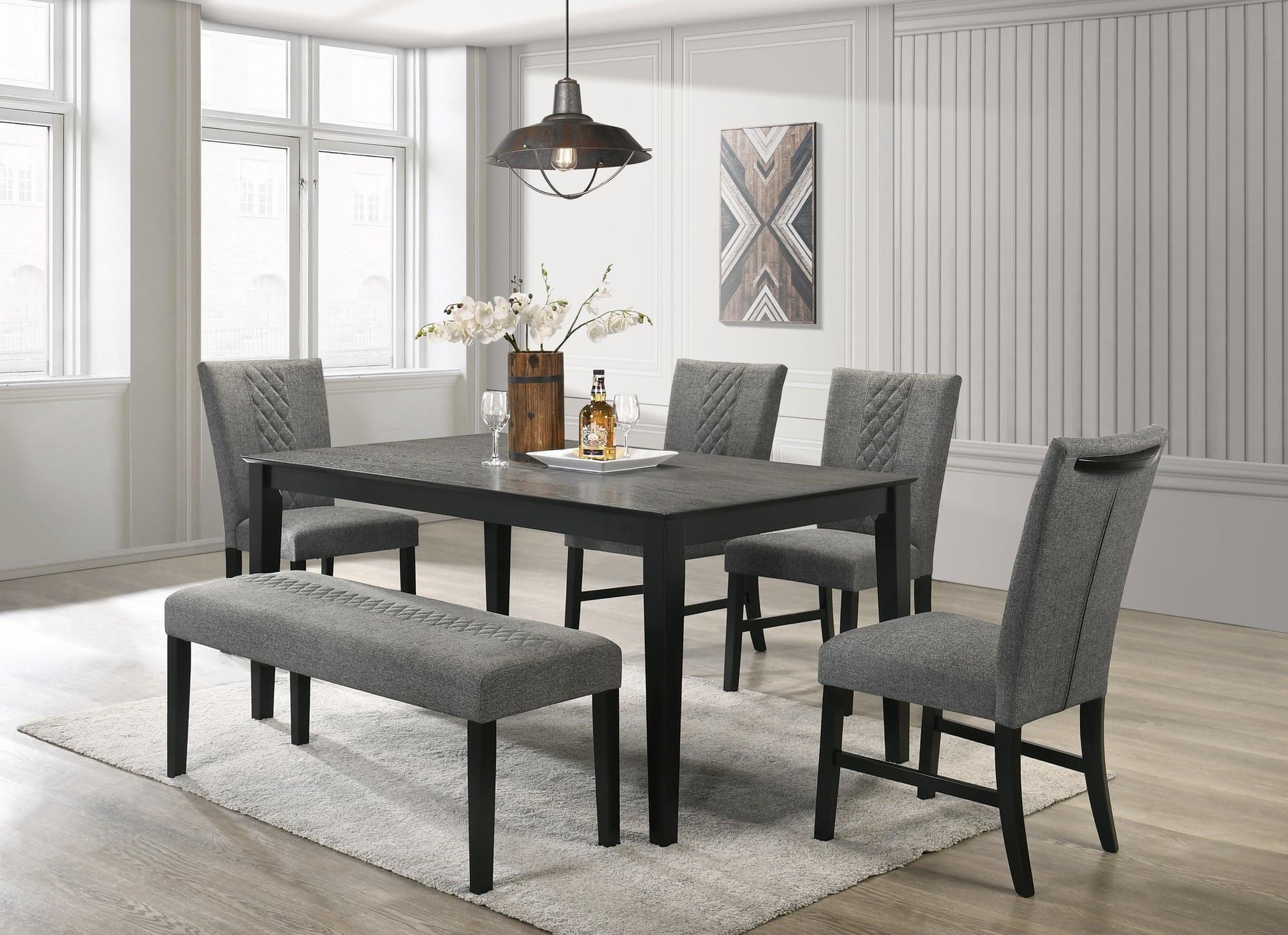 Arlene Gray Fabric Rectangular Dining Room Set - Image 1