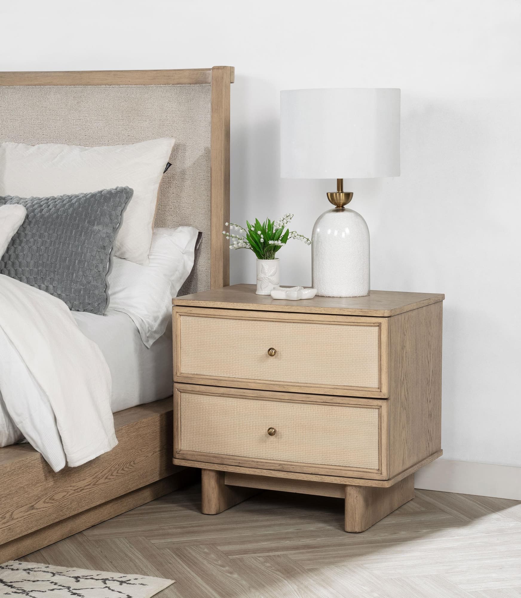 Kailani 2-drawer Nightstand Bedside Table Beige Oak - Image 1