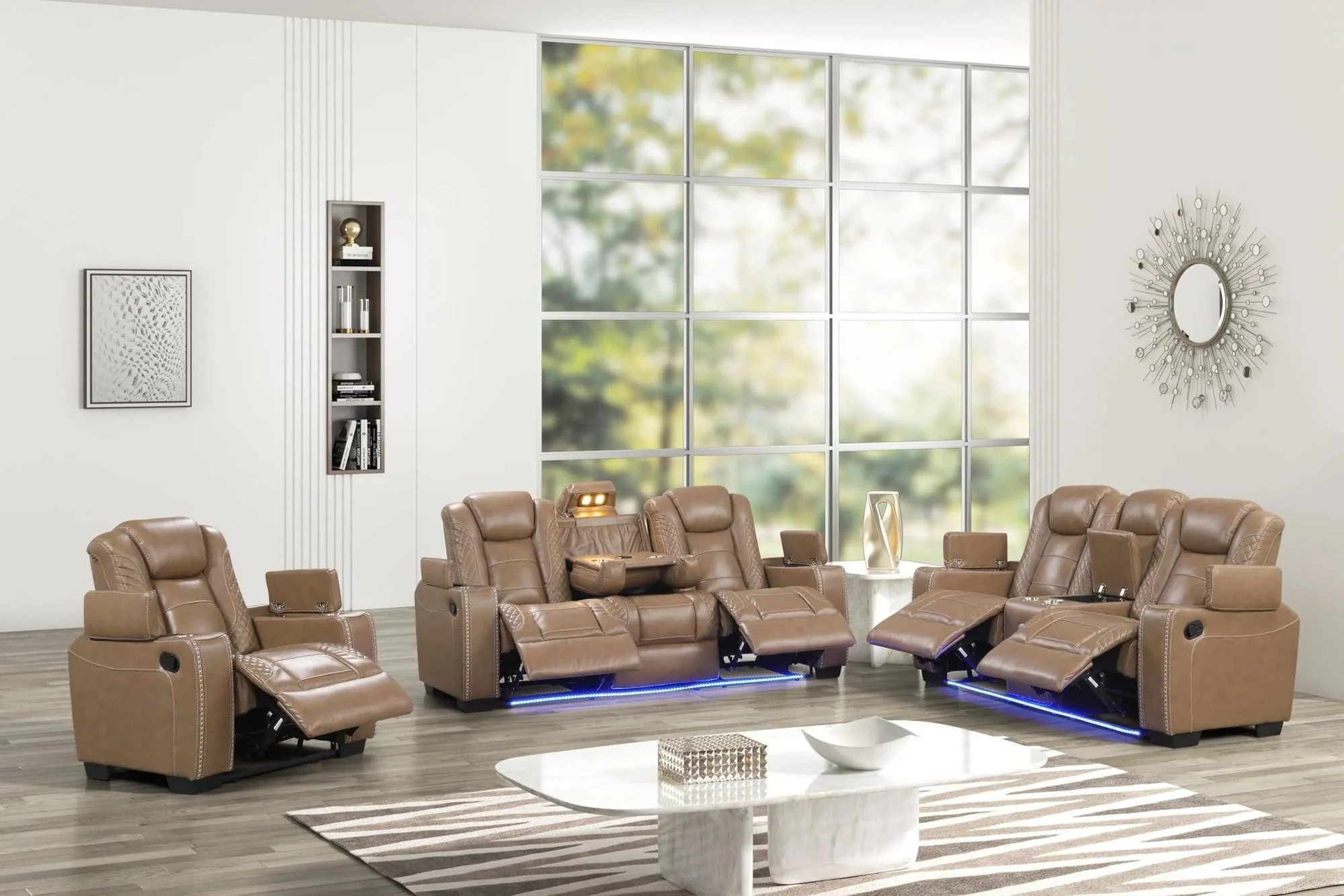Stefano Brown 3-Piece Reclining Set - Image 1