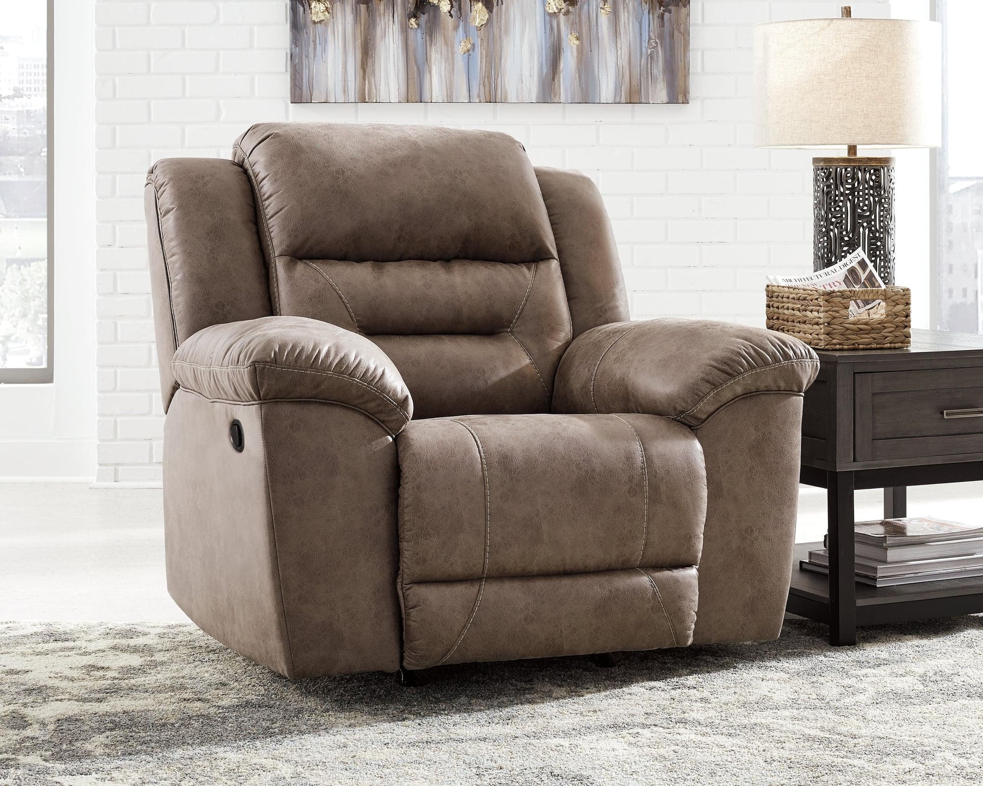 Stoneland Fossil Faux Leather Recliner - Image 1