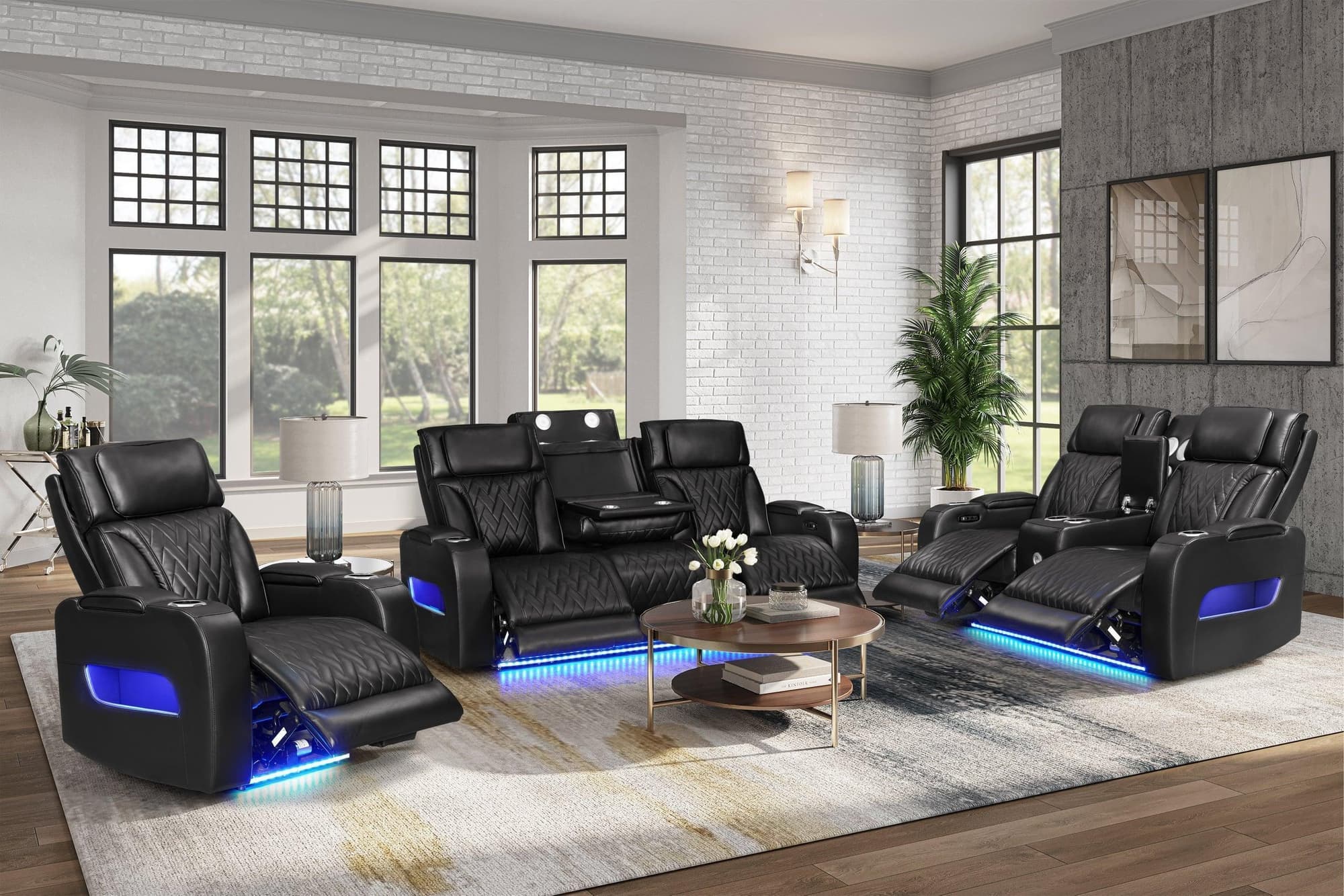 Dubai Black 3-Piece Power Reclining Set - Image 1