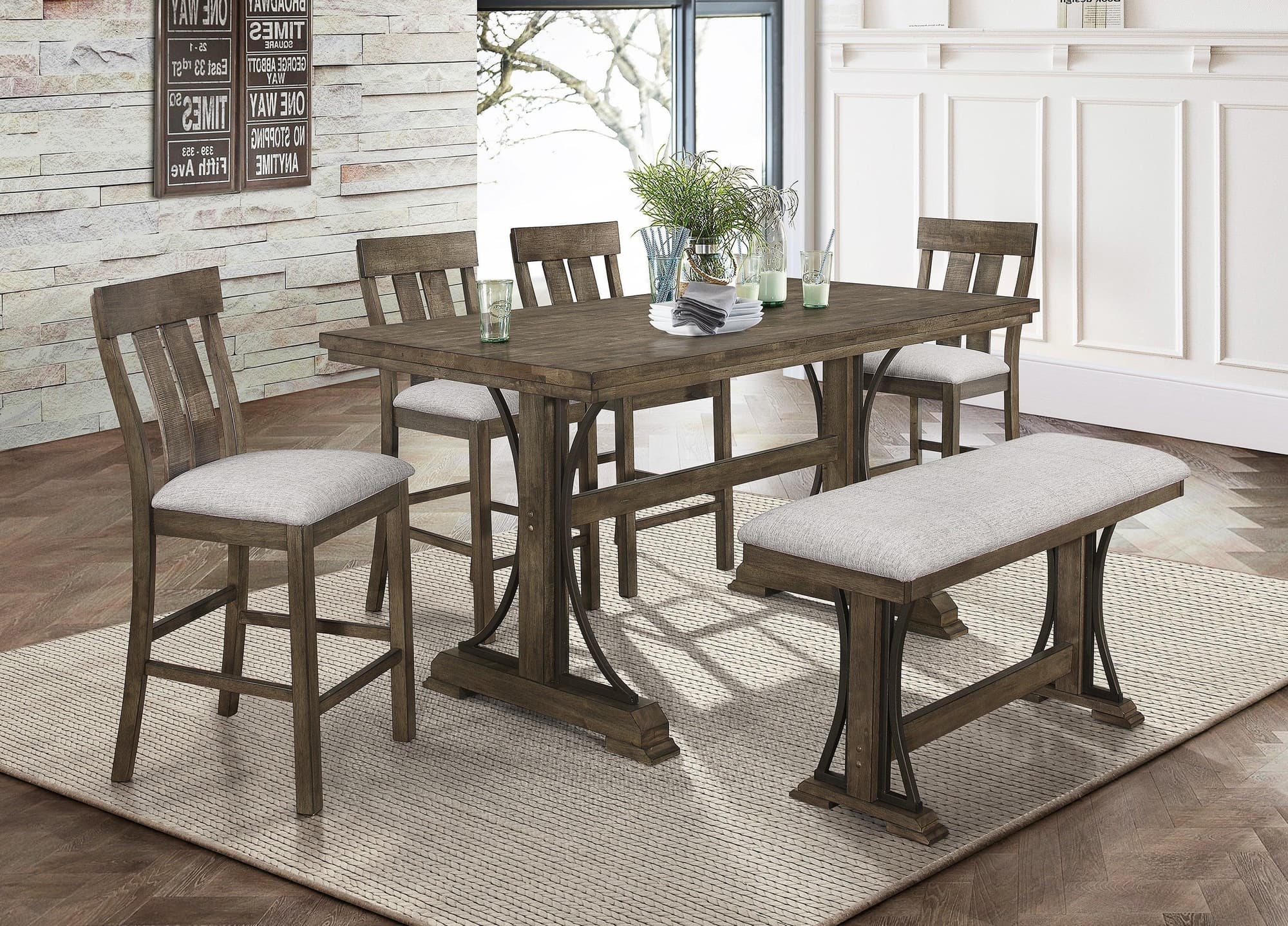 Quincy Grayish Brown Counter Height Set - Image 1