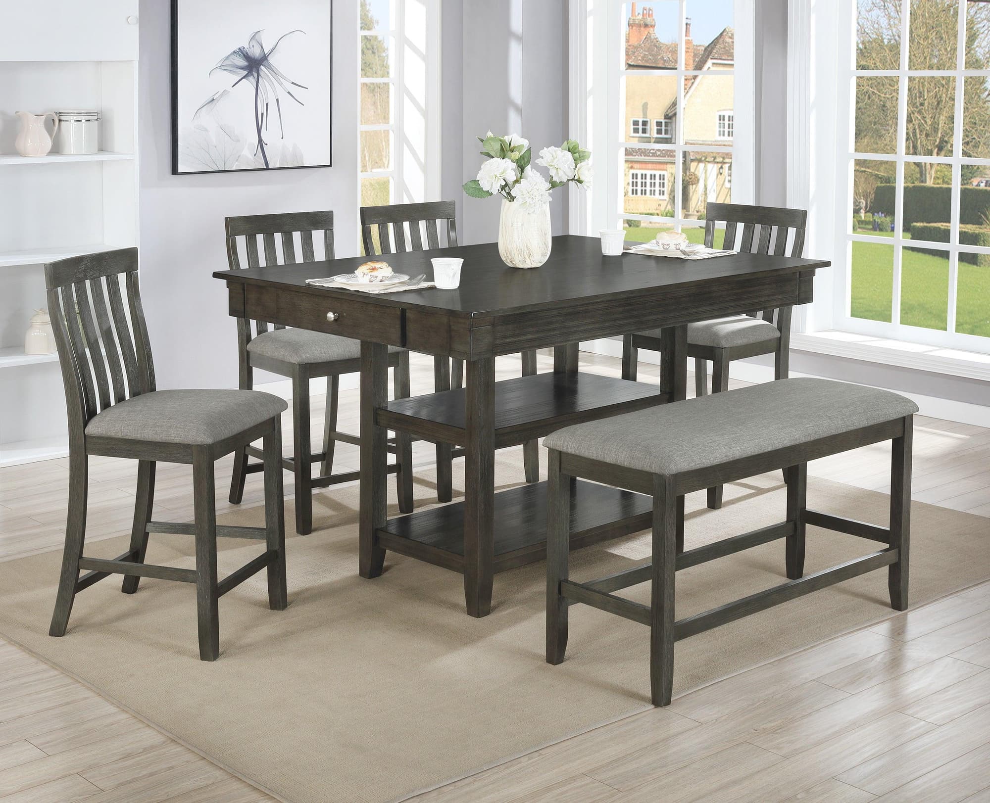 Nina Gray Counter Rectangular Height Set - Image 1