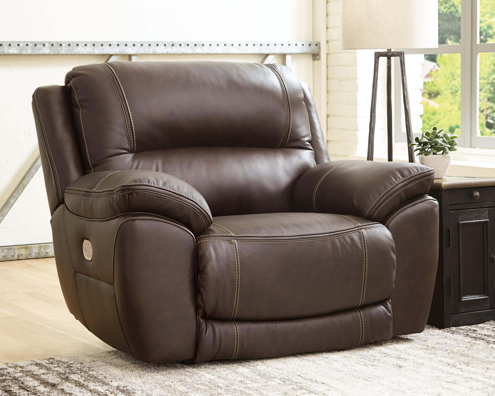 Dunleith Chocolate Leather Power Recliner - Image 1