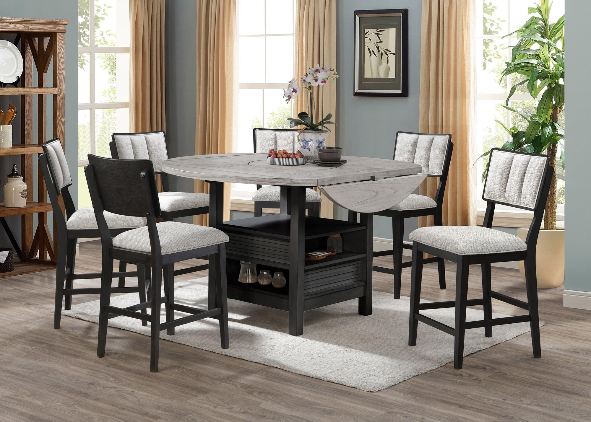 Cline Light Gray Round Counter Height Set - Image 1