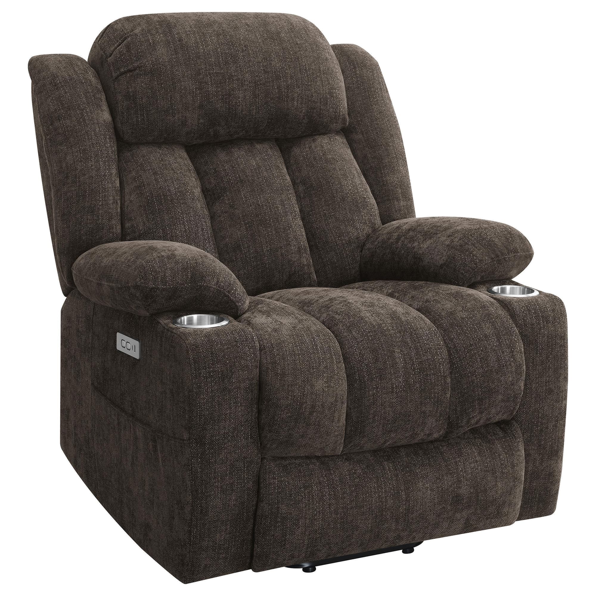 Houston Upholstered Power Lift Recliner Chair Dark Brown 603233P - Image 1