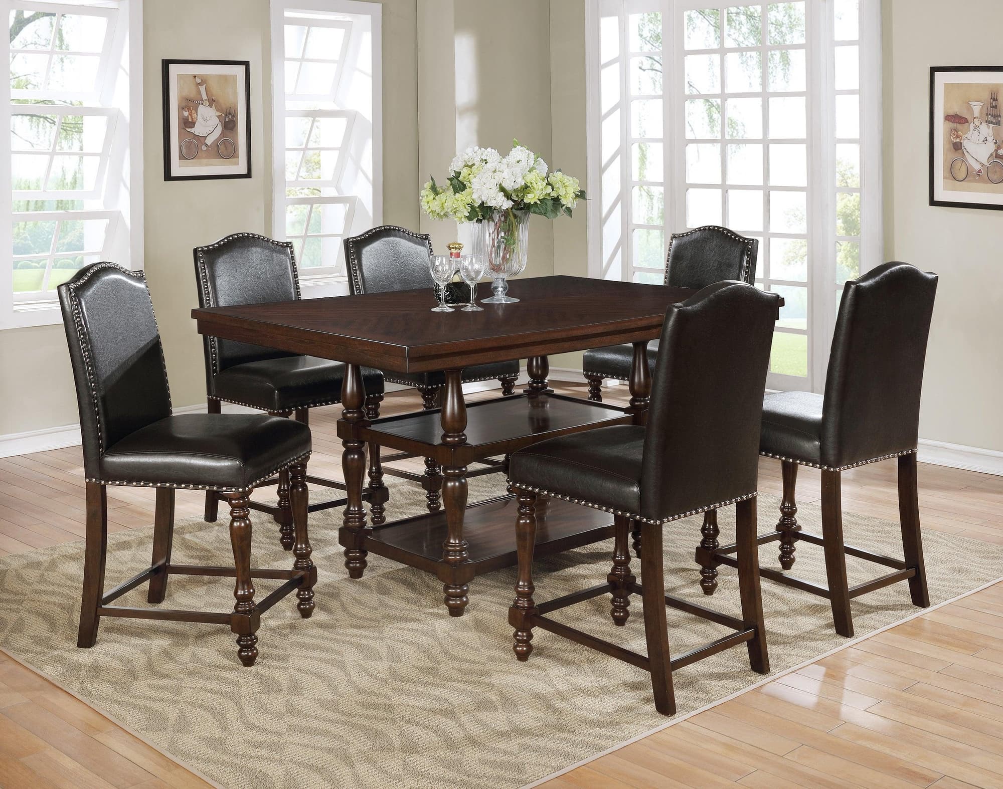 Langley Espresso Rectangular Counter Extendable Height Set - Image 1