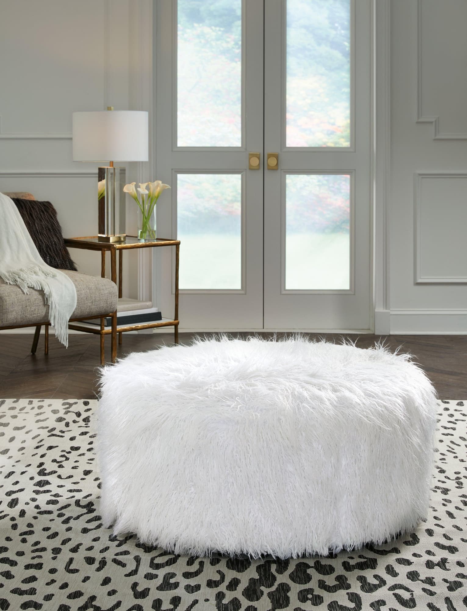 Galice White Oversized Accent Ottoman - Image 1