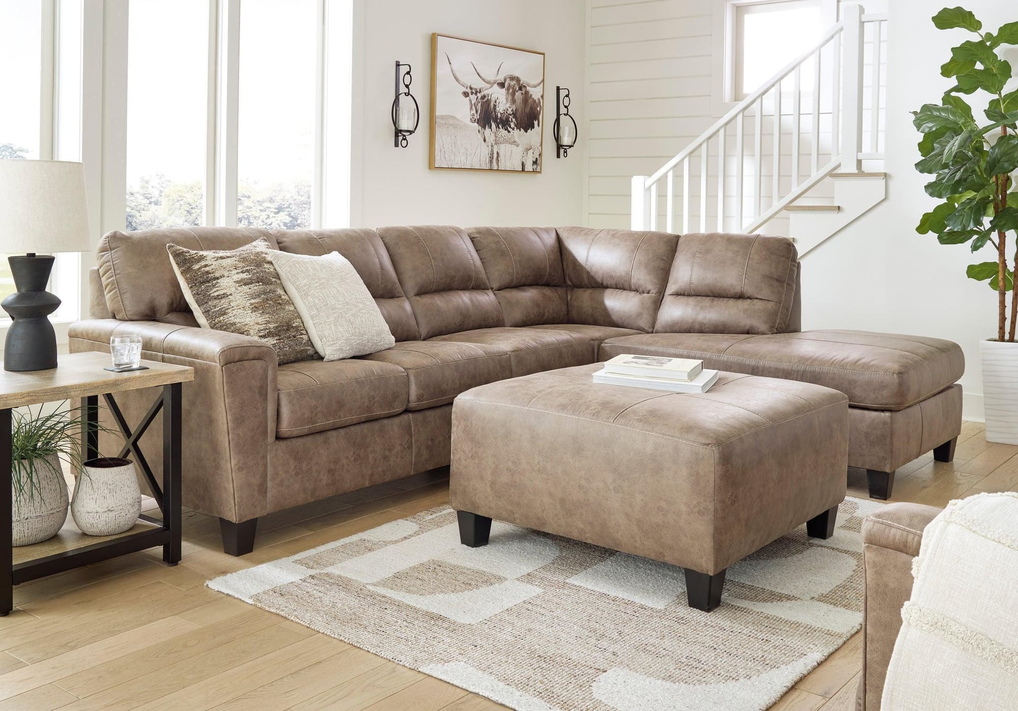 Navi Fossil Faux Leather Sectional - Image 1