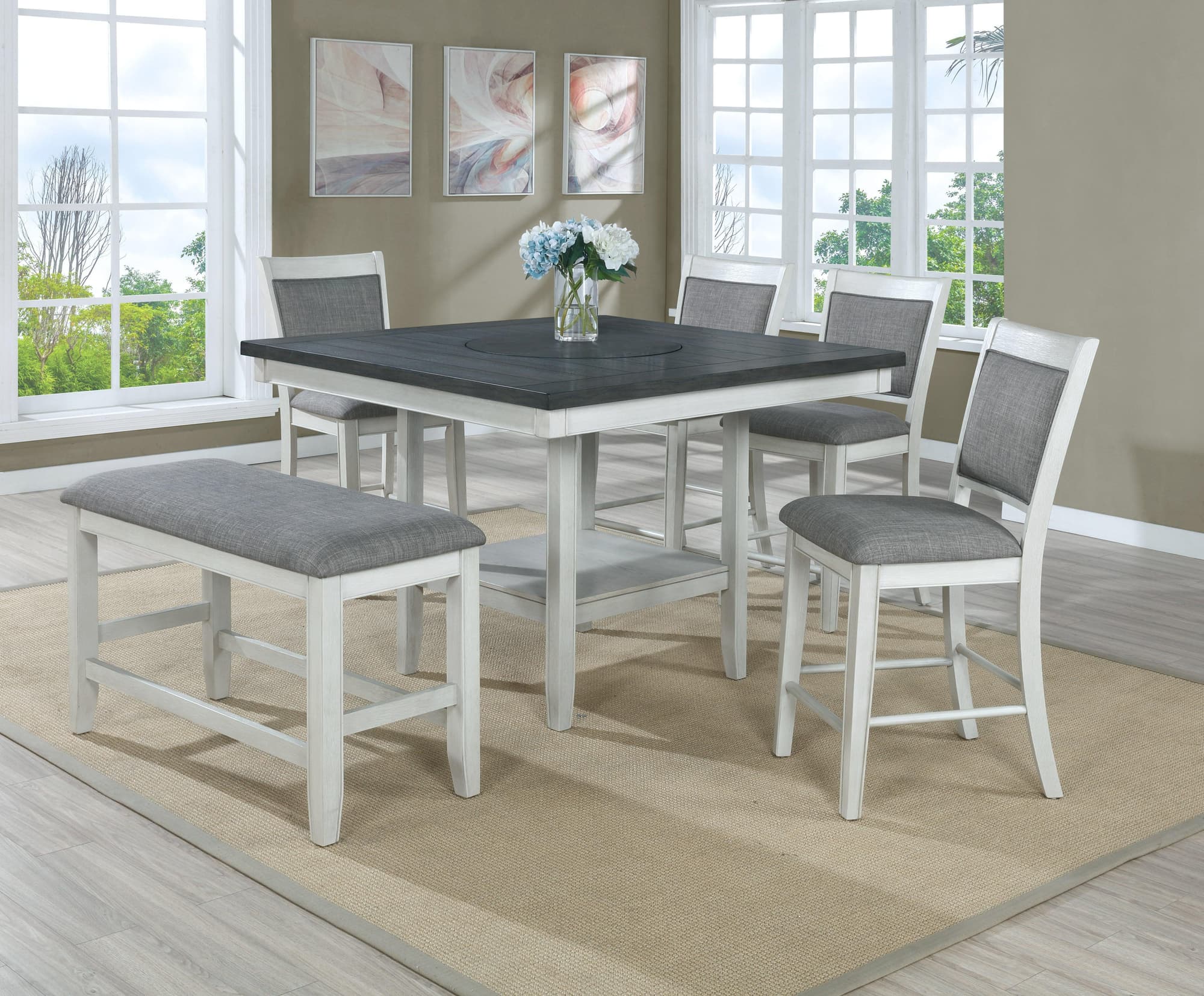 Fulton Chalk White Square Counter Height Set - Image 1