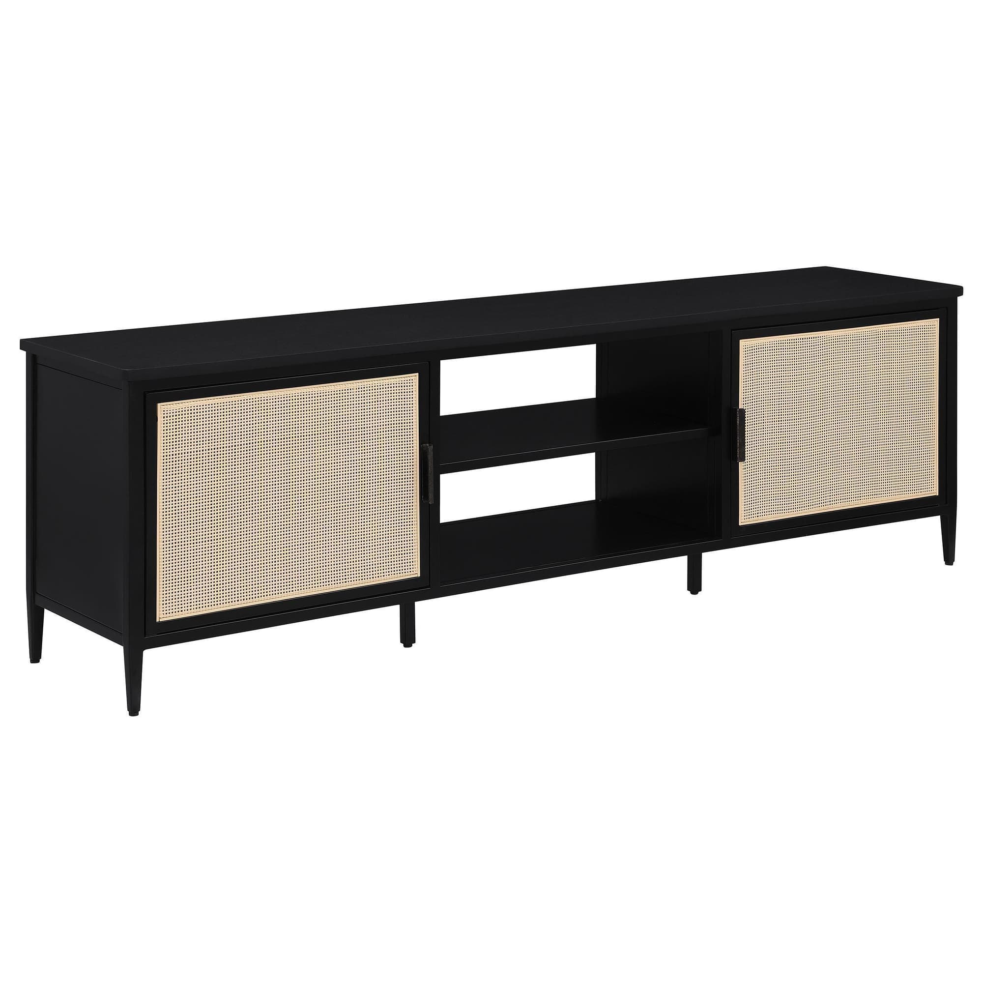 Amherst 2-door 70-inch Metal TV Stand Media Console Black - Image 1