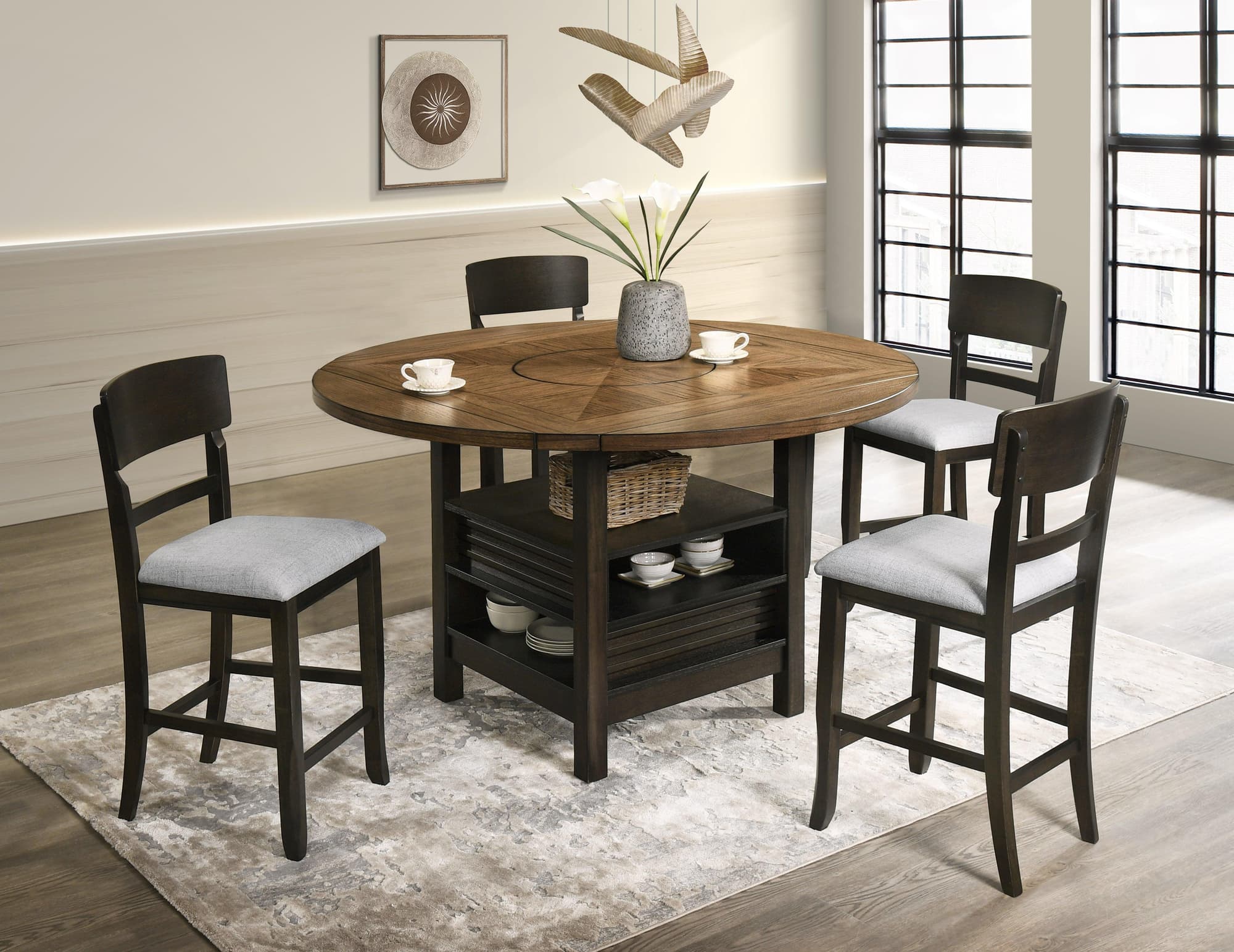 Oakly Brown Round Counter Height Set - Image 1