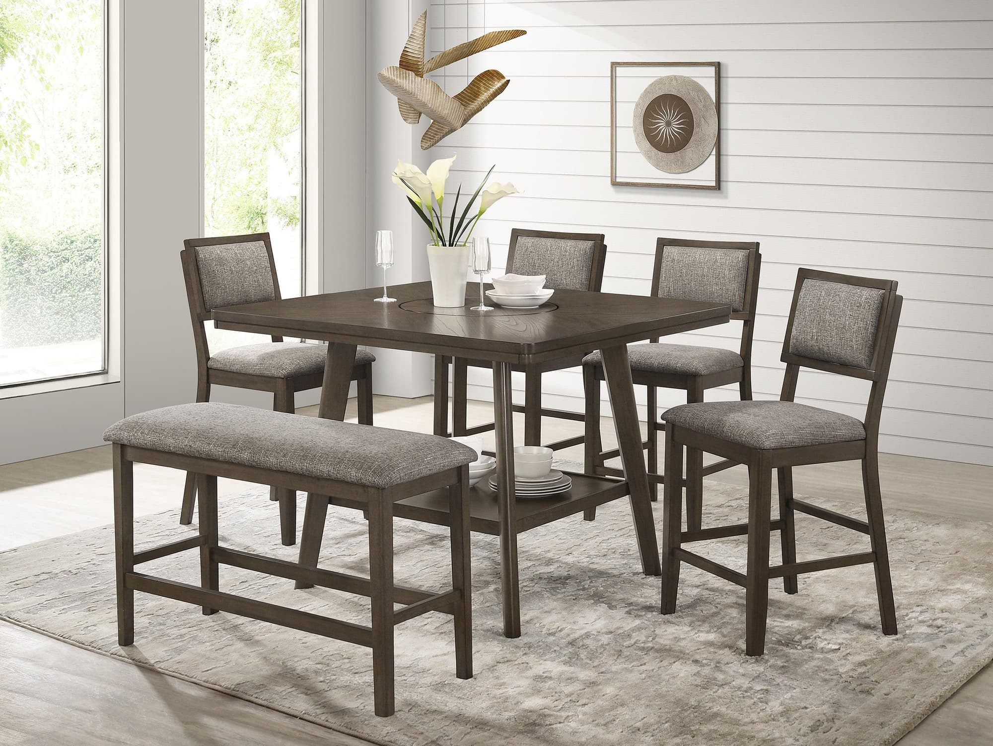 Ember Brown Fabric Counter Height Set - Image 1