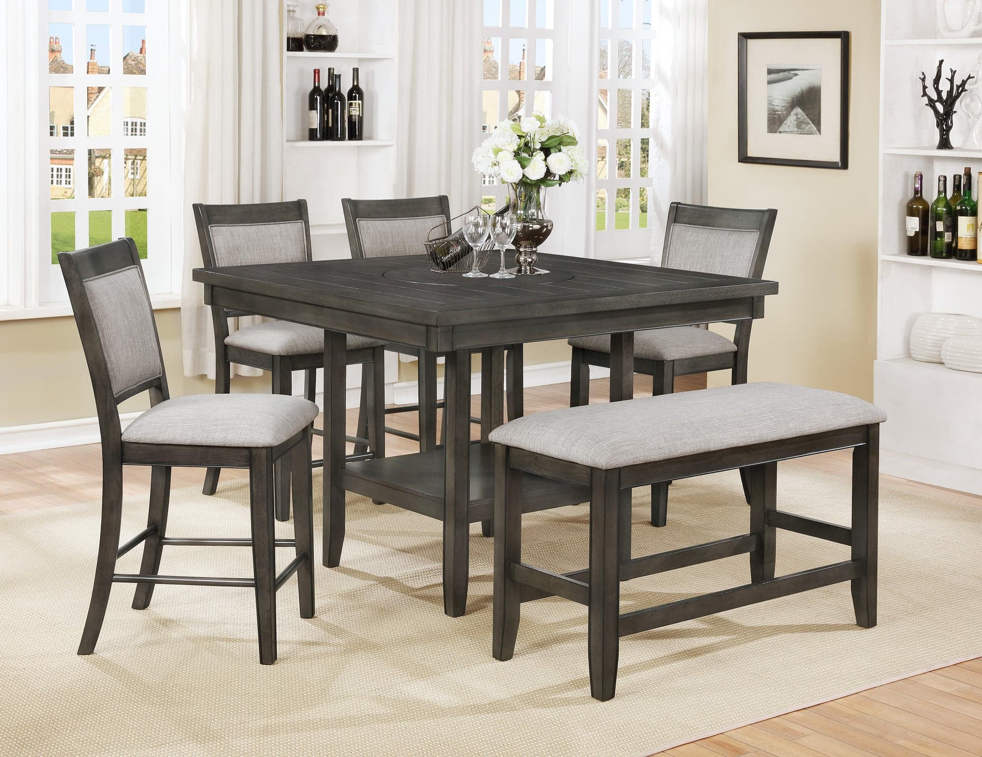 Fulton Gray Square Counter Height Set - Image 1