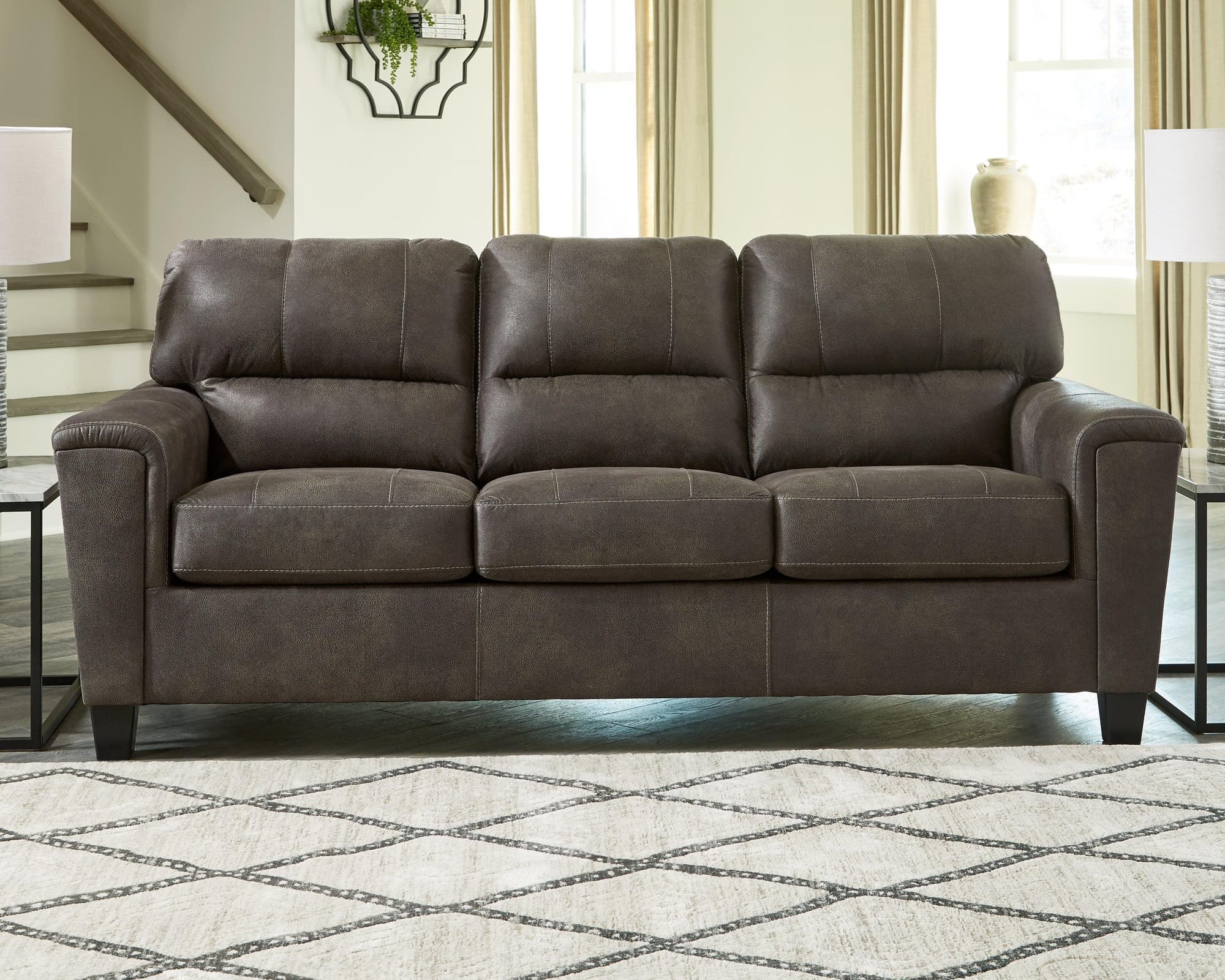 Navi Smoke Faux Leather Sofa - Image 1