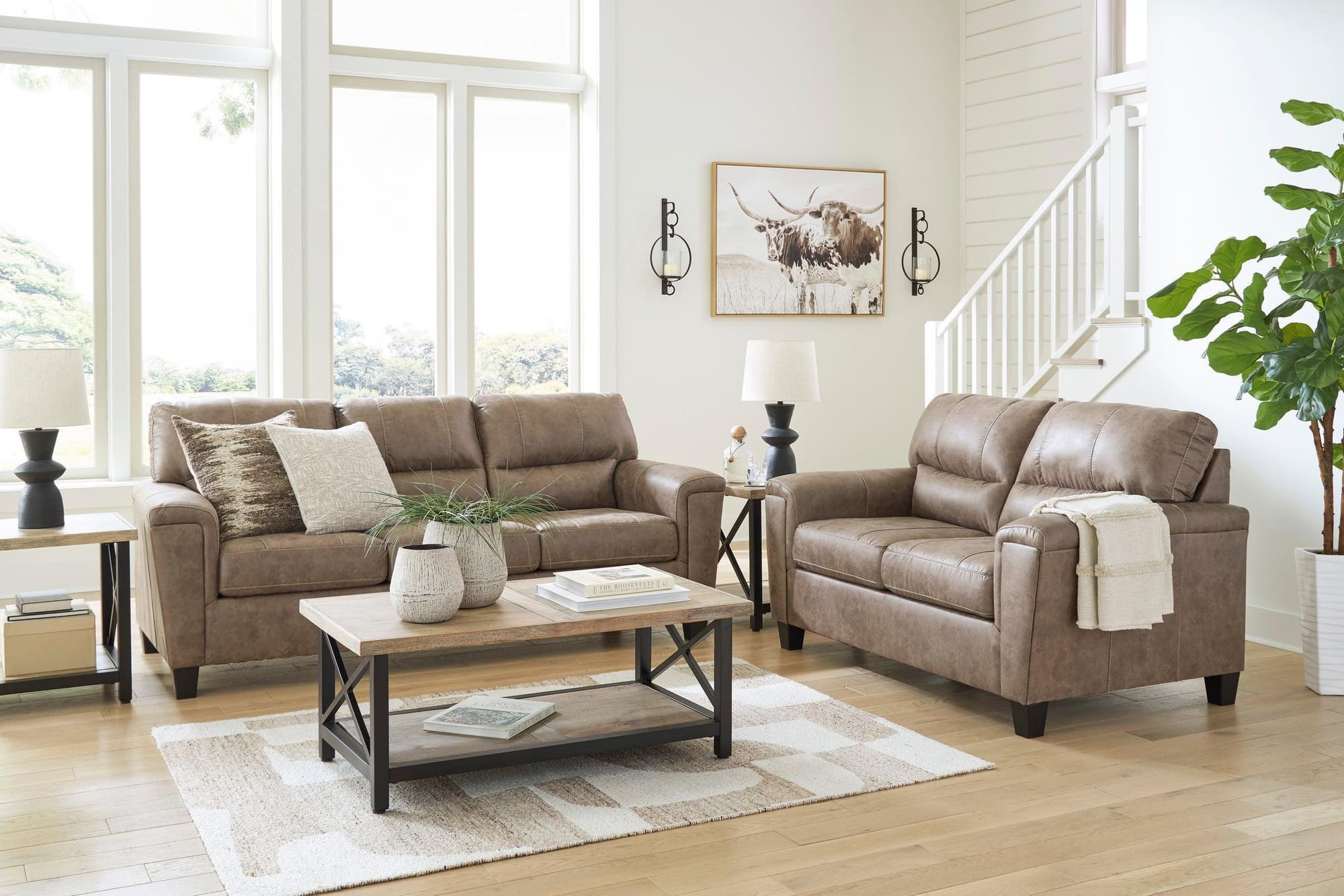 Vivi Light Brown 2-Piece Living Room Set - Image 1