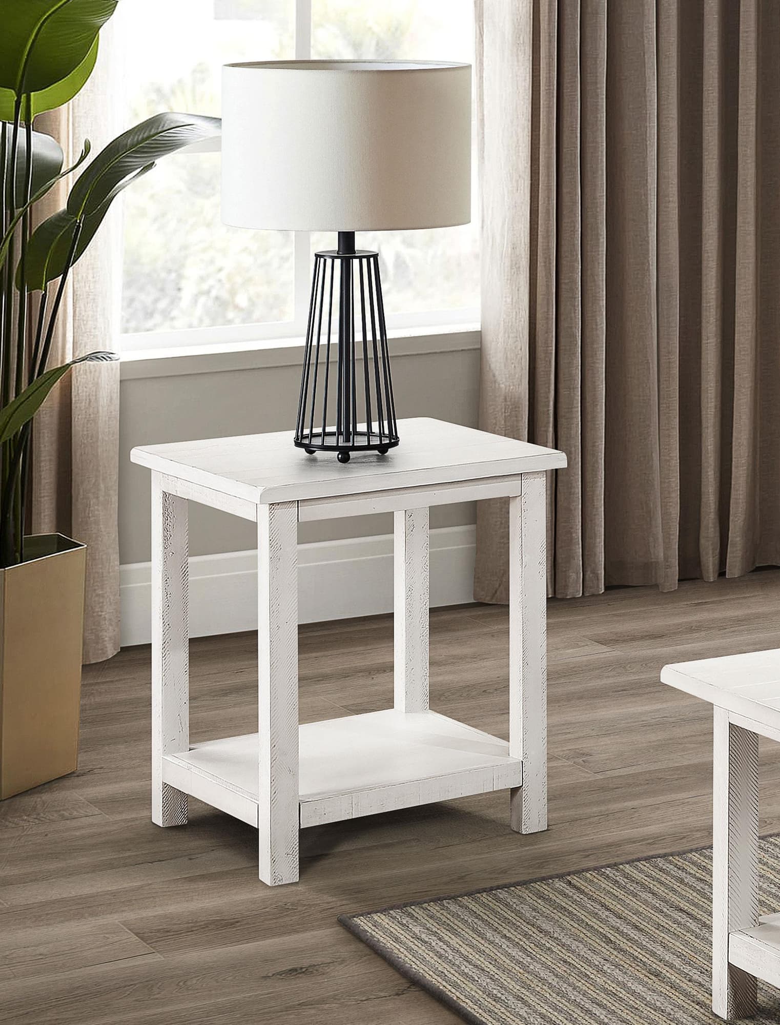 Payne Wood End Table with Shelf White - Image 1