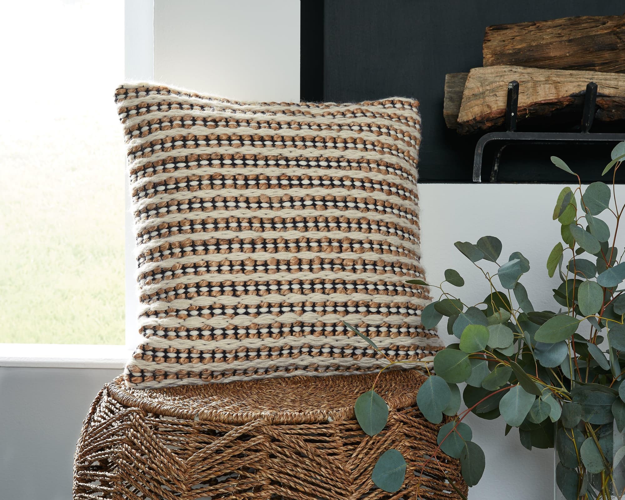 Nealington Brown Black White Pillow - Image 1