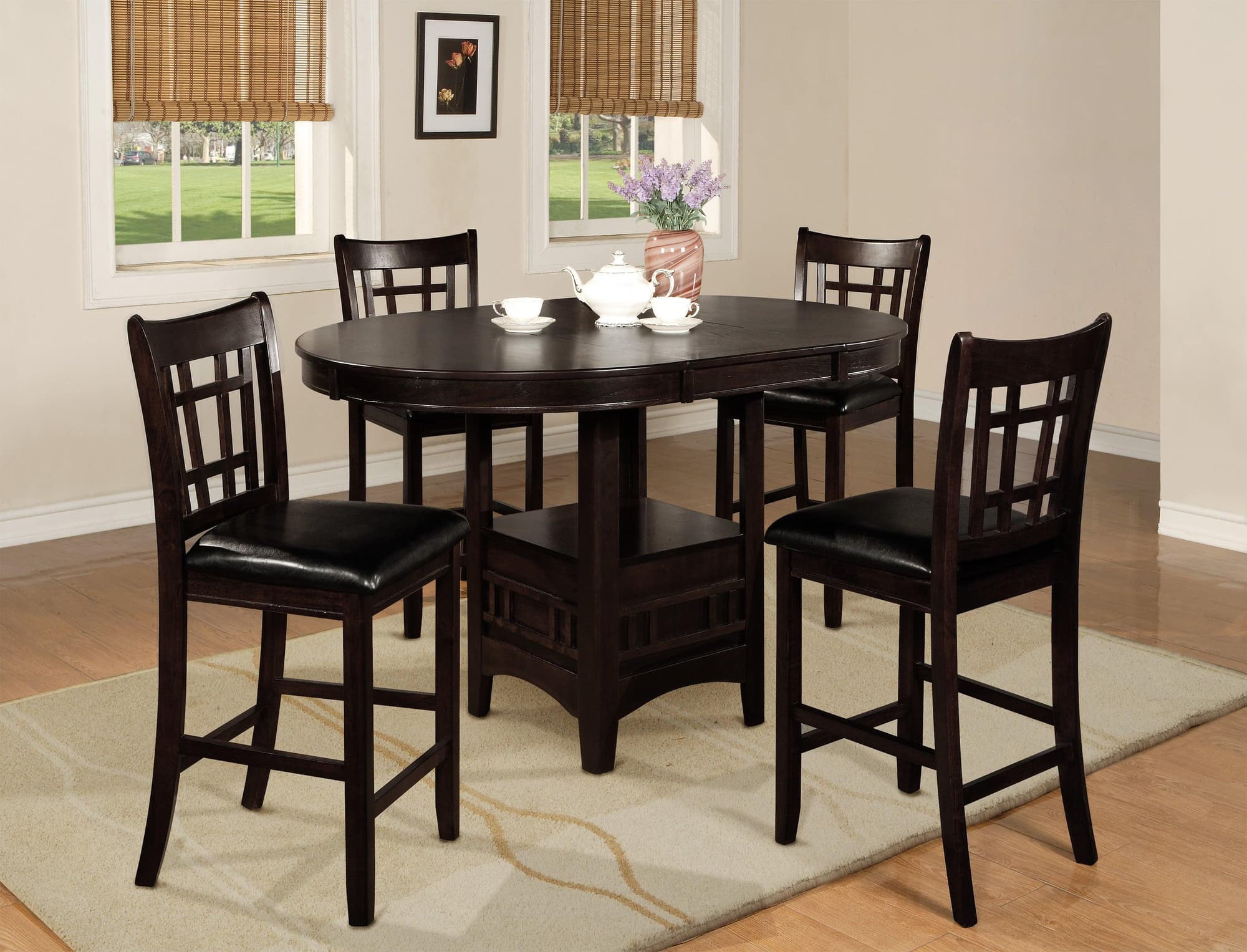 Hartwell Espresso Oval Extendable Counter Height Set