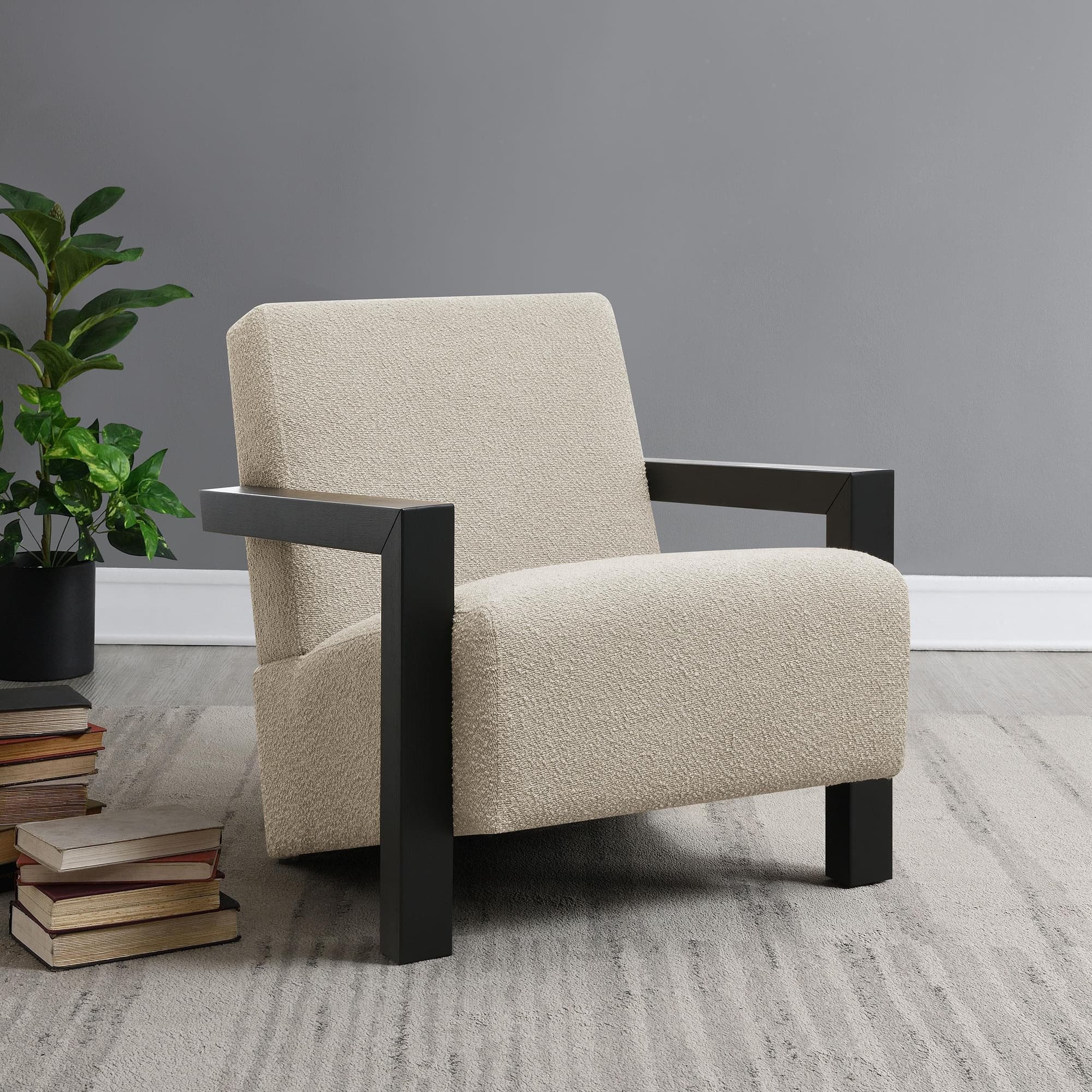 Fitzroy Boucle Upholstered Accent Arm Chair Latte 903095 - Image 1