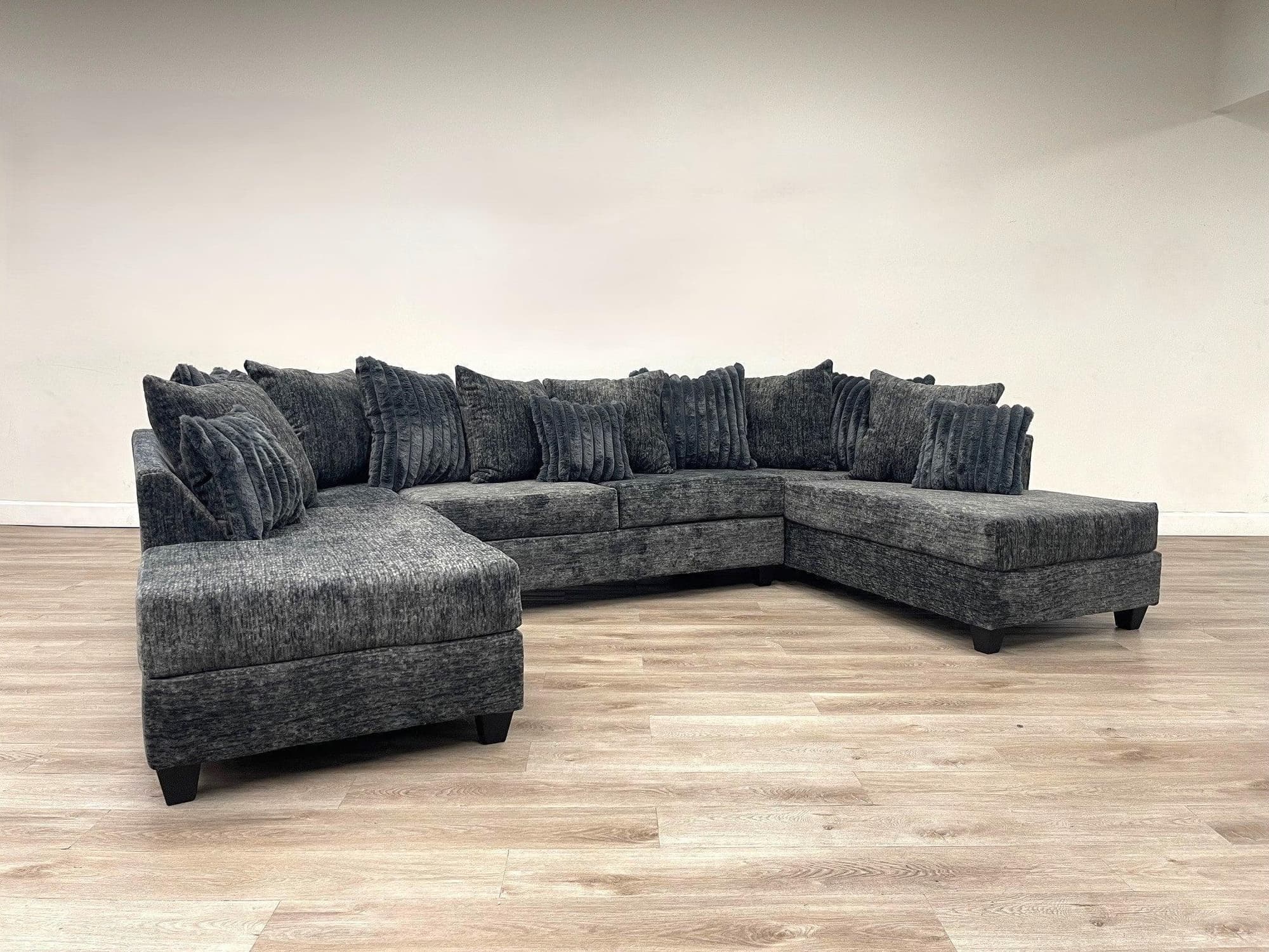Kof Charcoal Double Chaise Sectional - Image 1